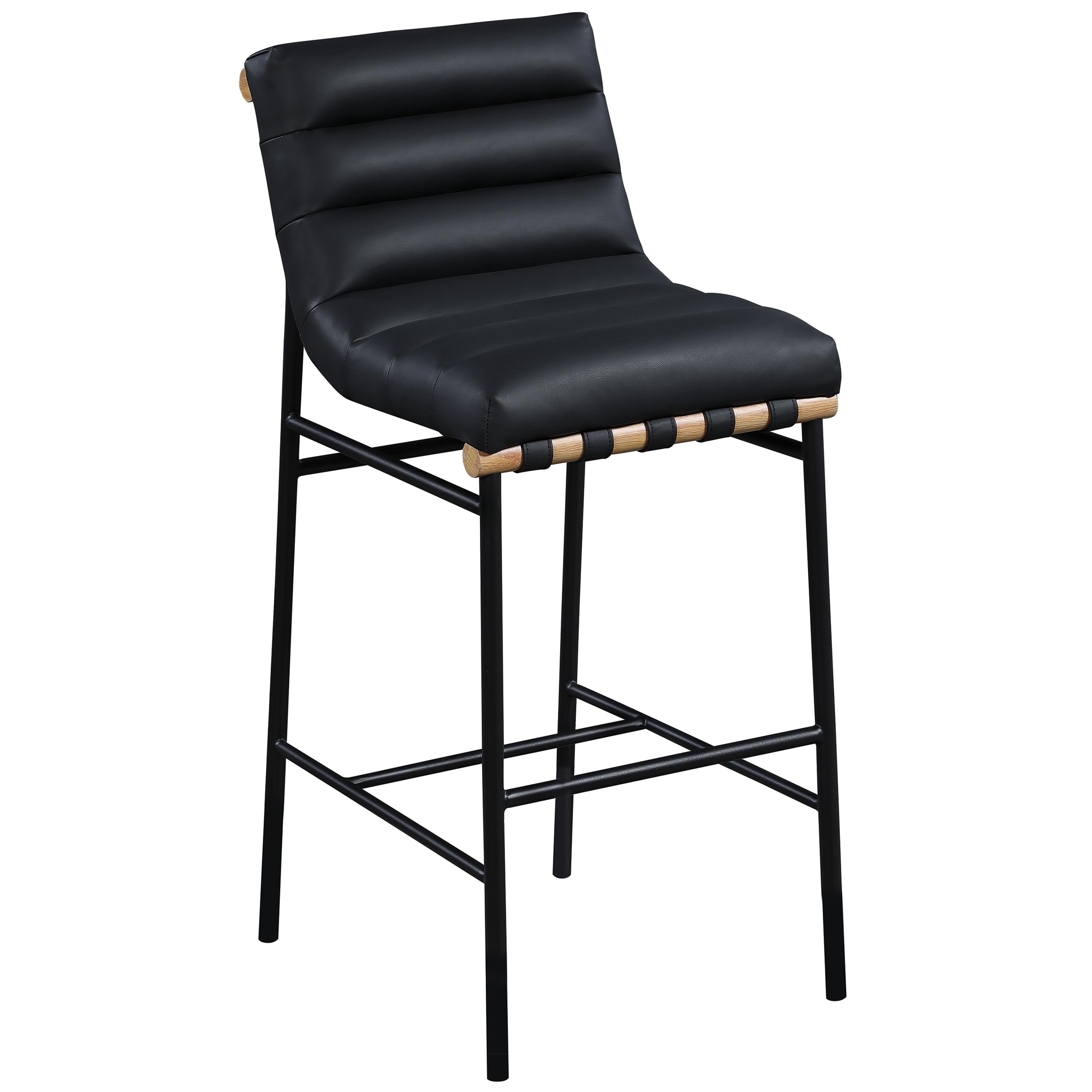 Meridian Burke Black Vegan Leather Bar Stool