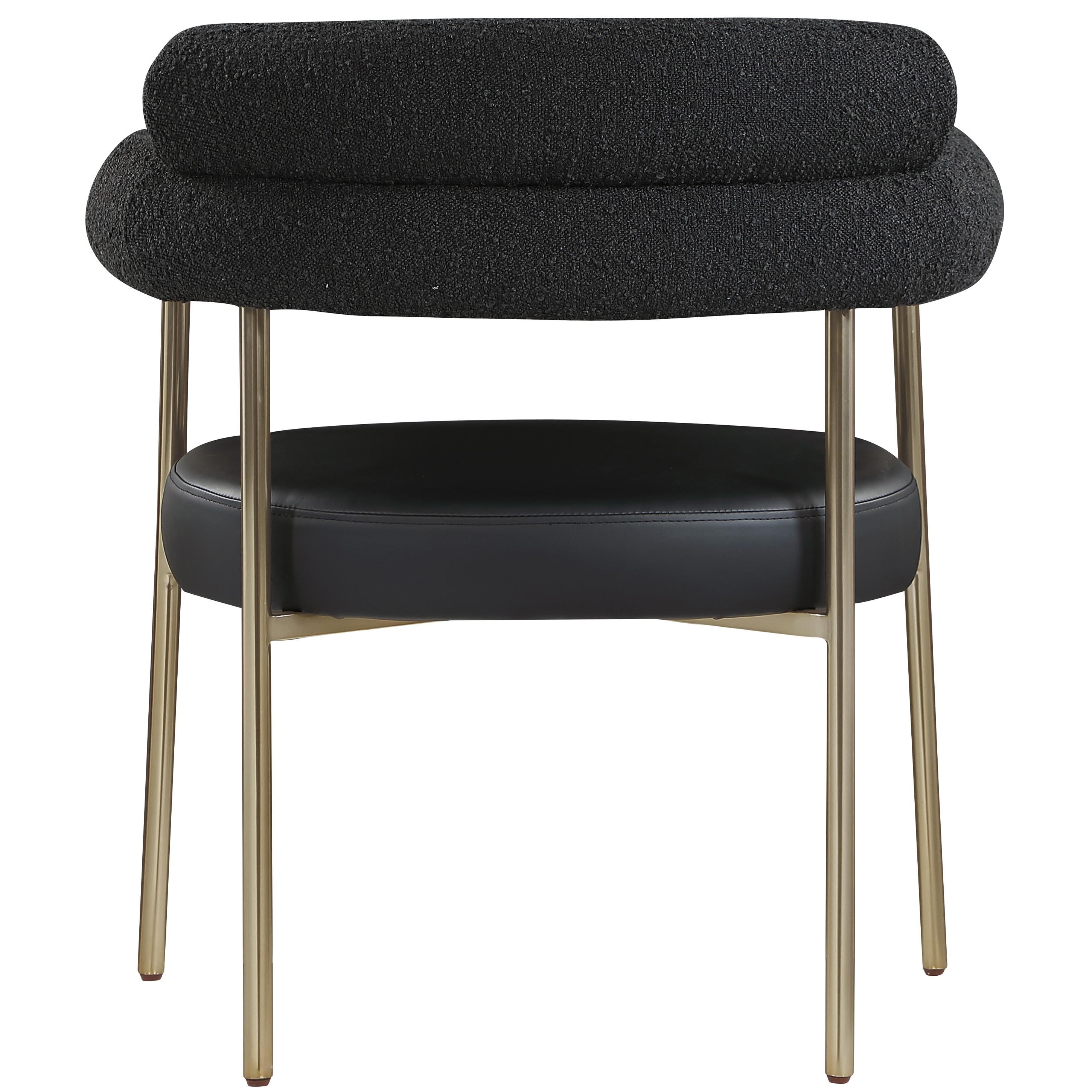 Meridian Blake Black Vegan Leather / Boucle Fabric Dining Chair