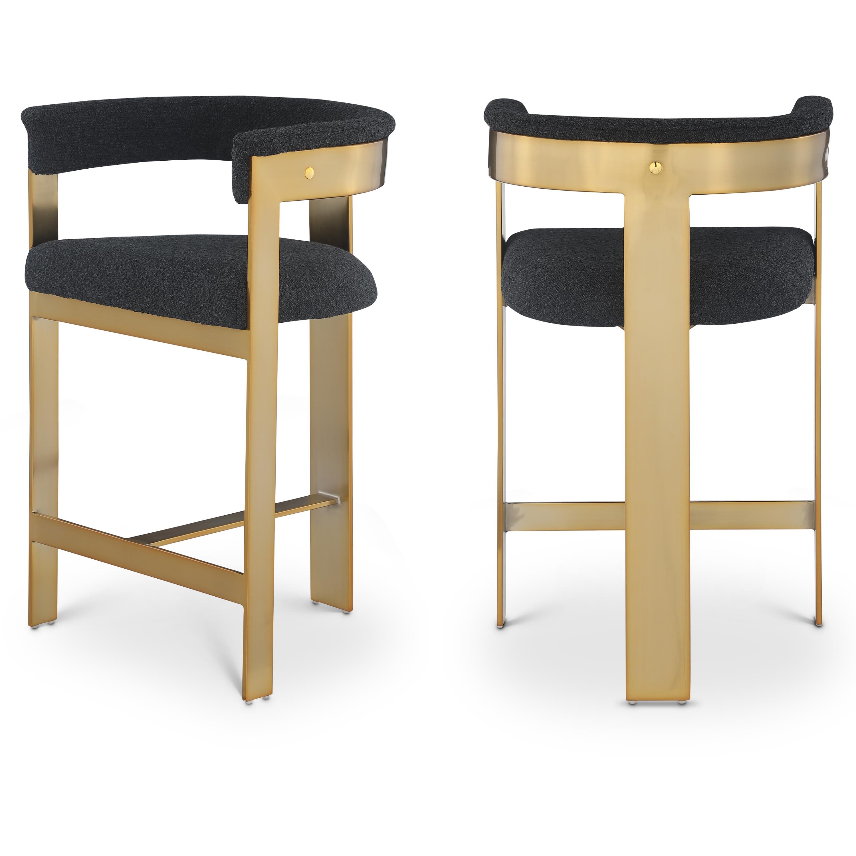 Meridian Romeo Black Boucle Fabric Counter Stool