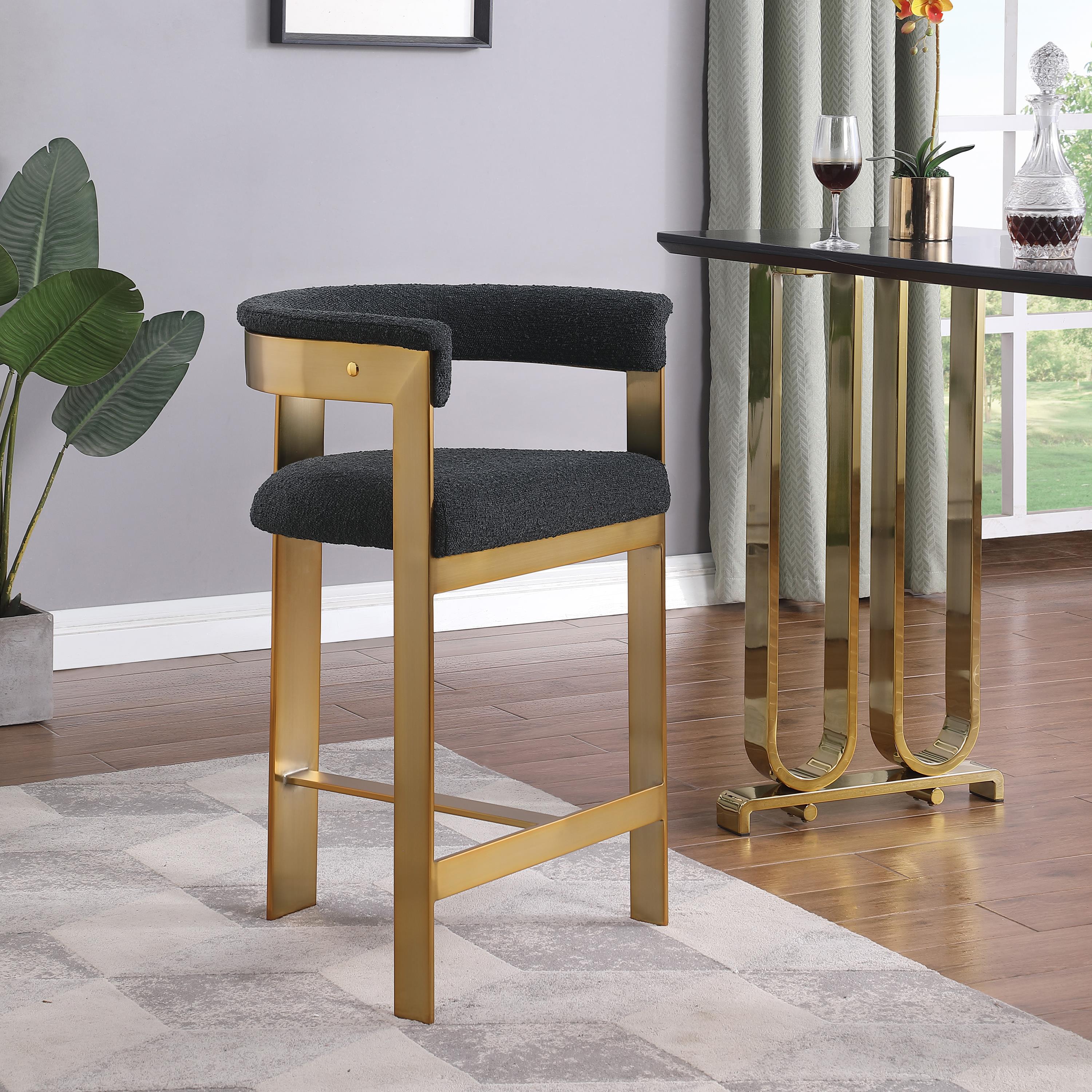 Meridian Romeo Black Boucle Fabric Counter Stool