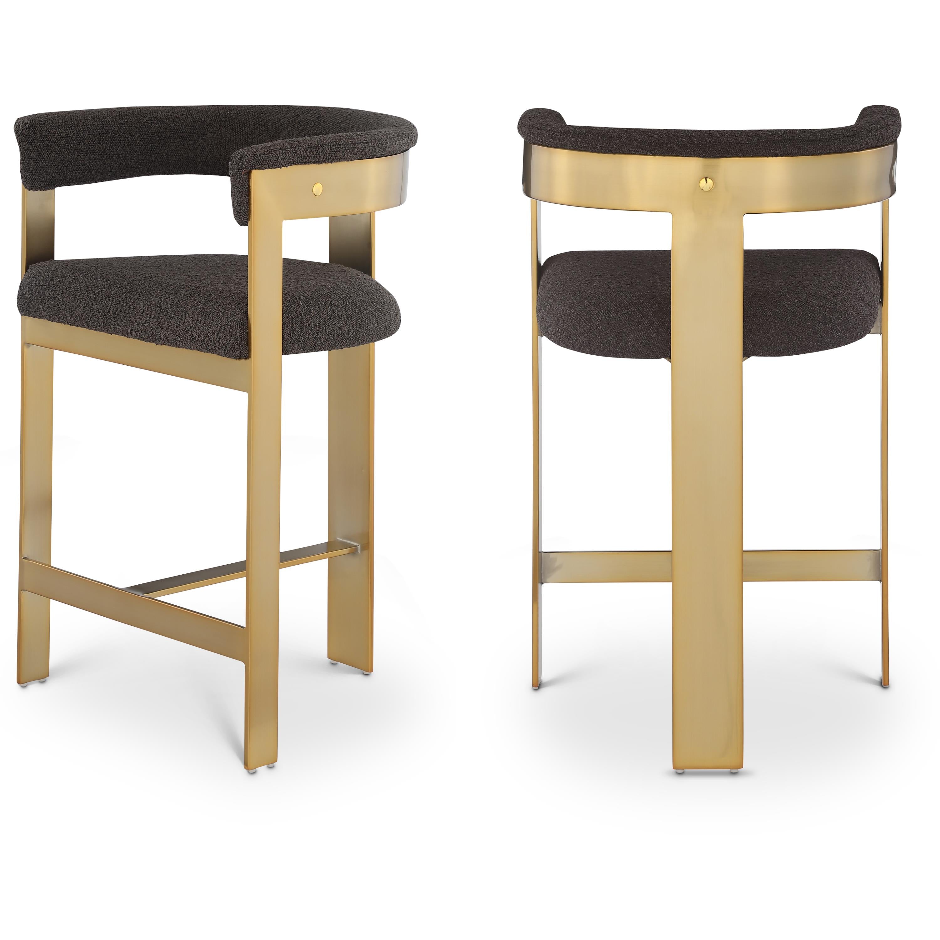 Meridian Romeo Brown Boucle Fabric Counter Stool