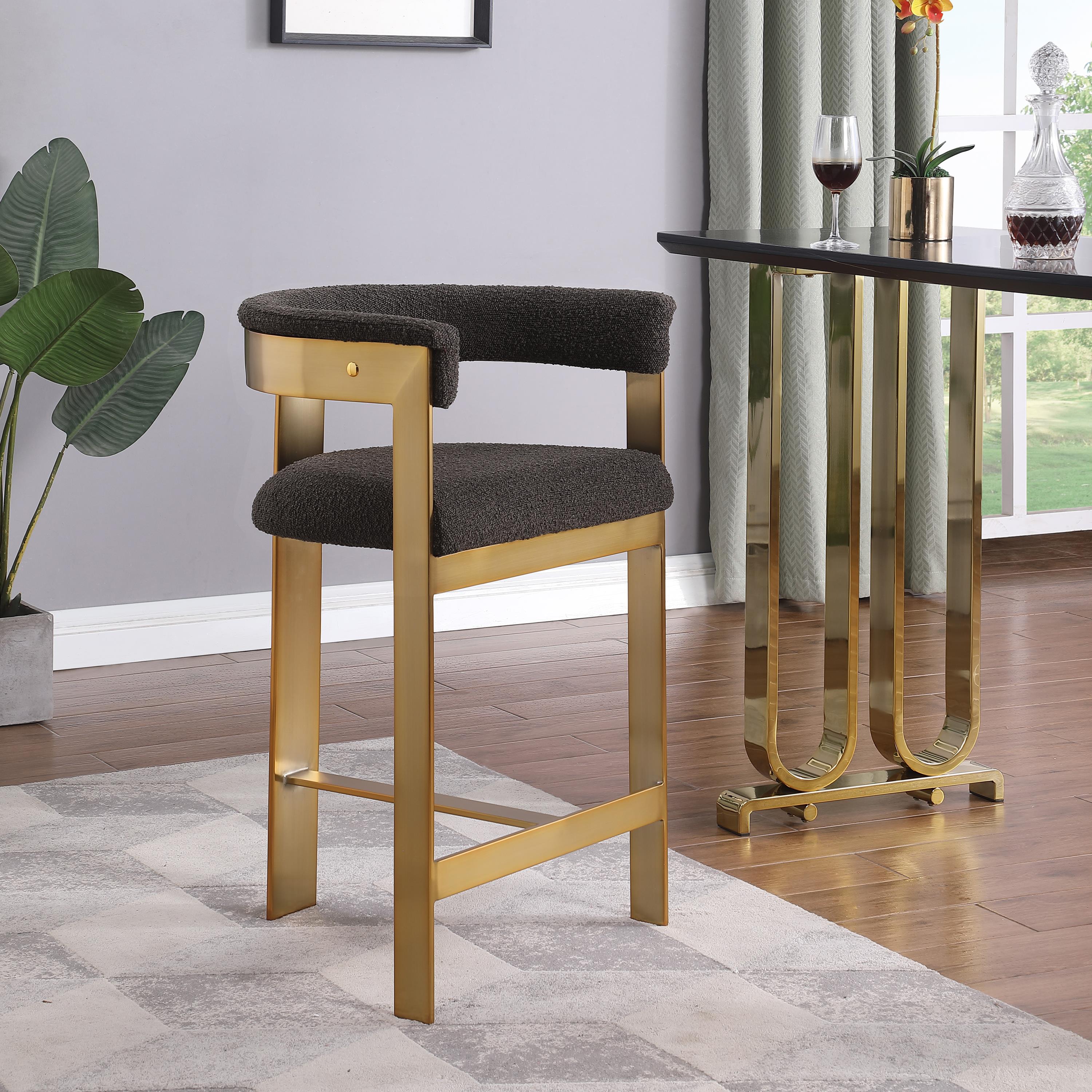 Meridian Romeo Brown Boucle Fabric Counter Stool
