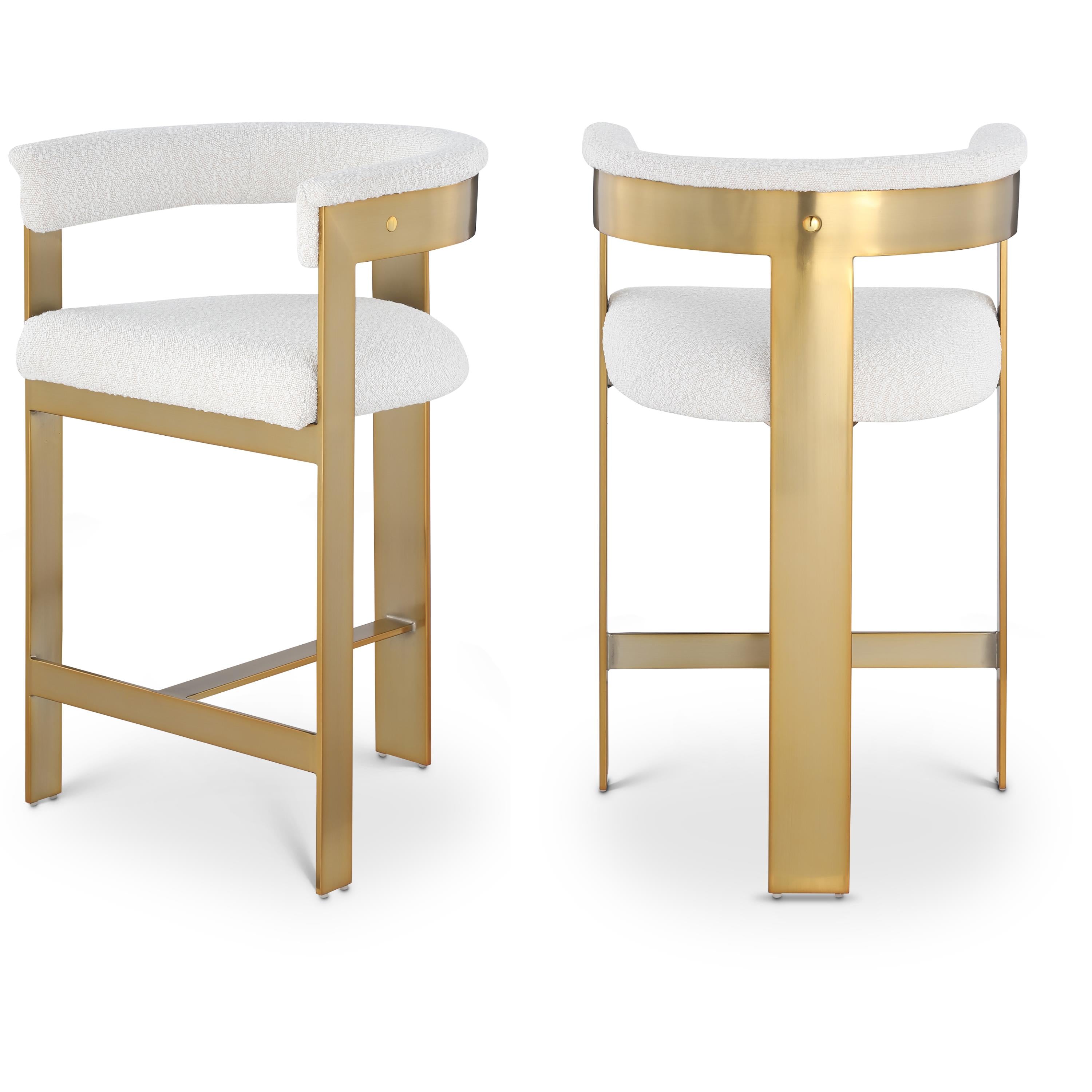 Meridian Romeo Cream Boucle Fabric Counter Stool