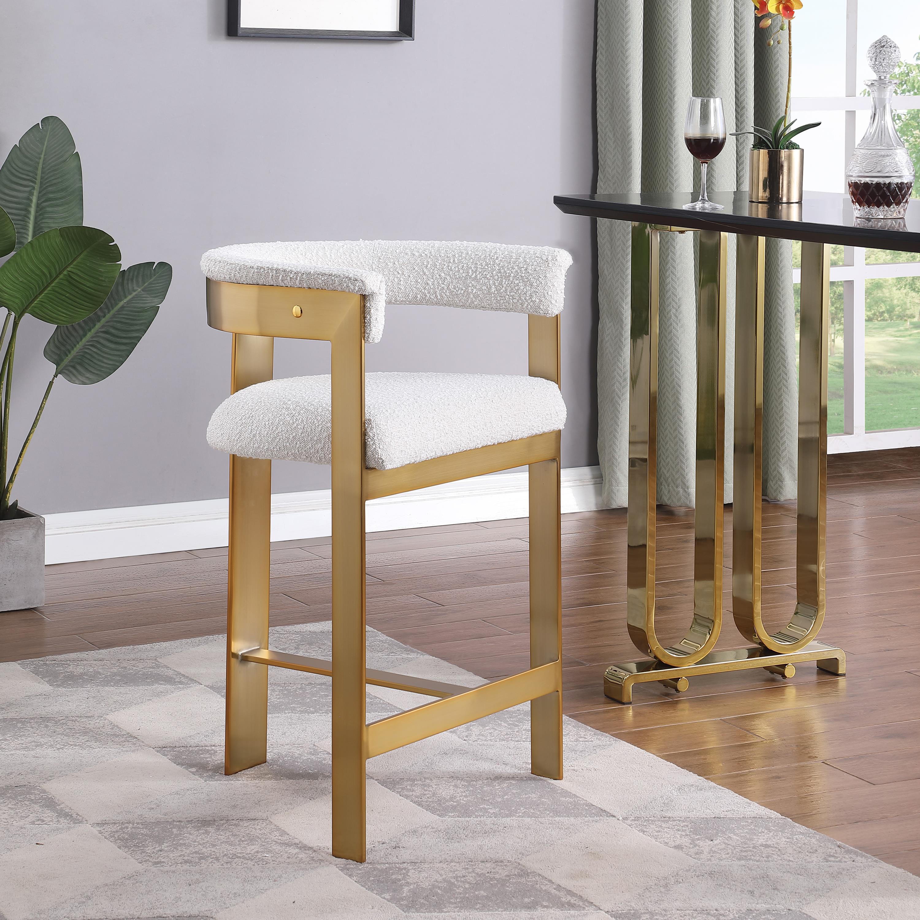 Meridian Romeo Cream Boucle Fabric Counter Stool