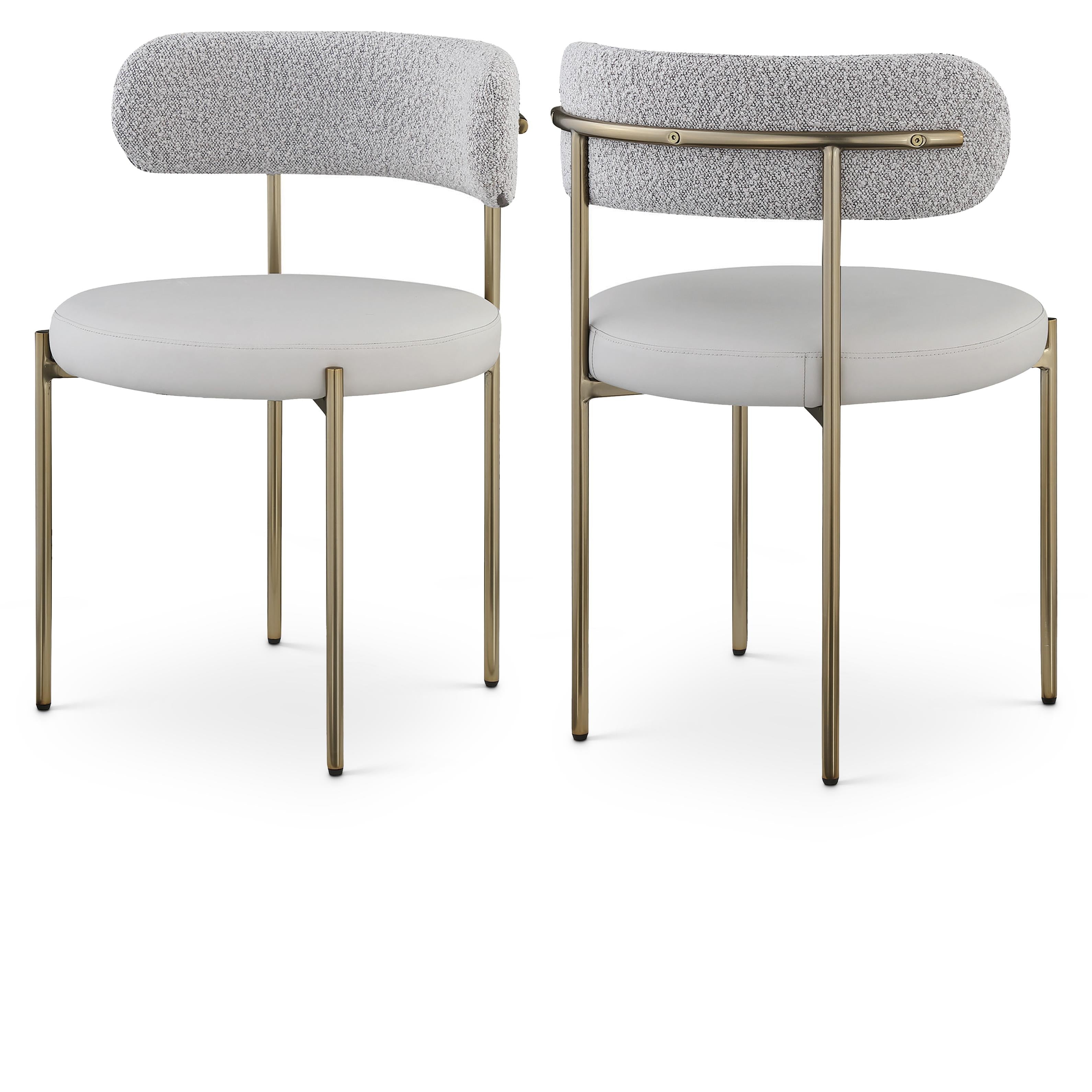 Meridian Beacon Taupe Vegan Leather and Boucle Fabric Dining Chair
