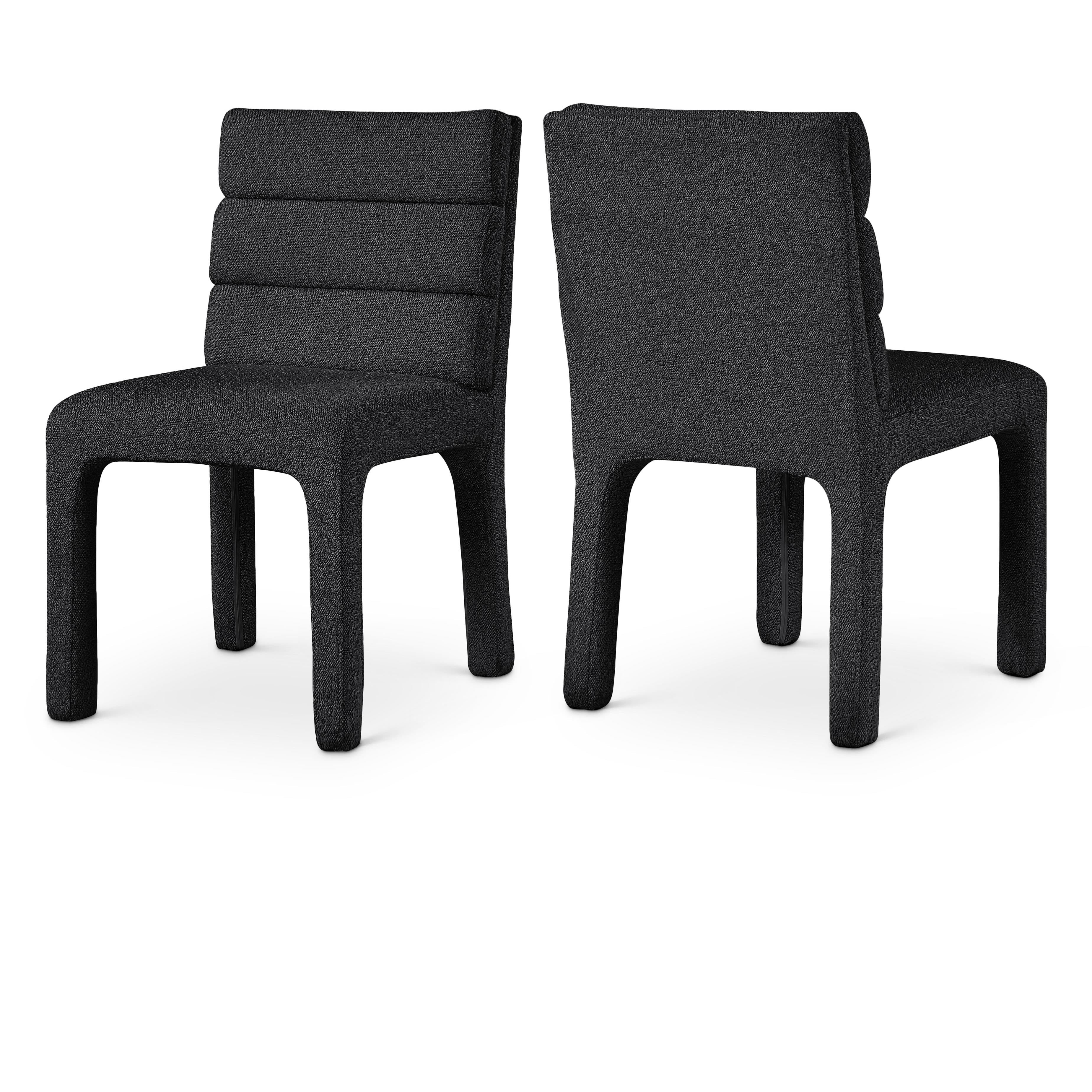 Meridian Kai Black Boucle Fabric Dining Chair