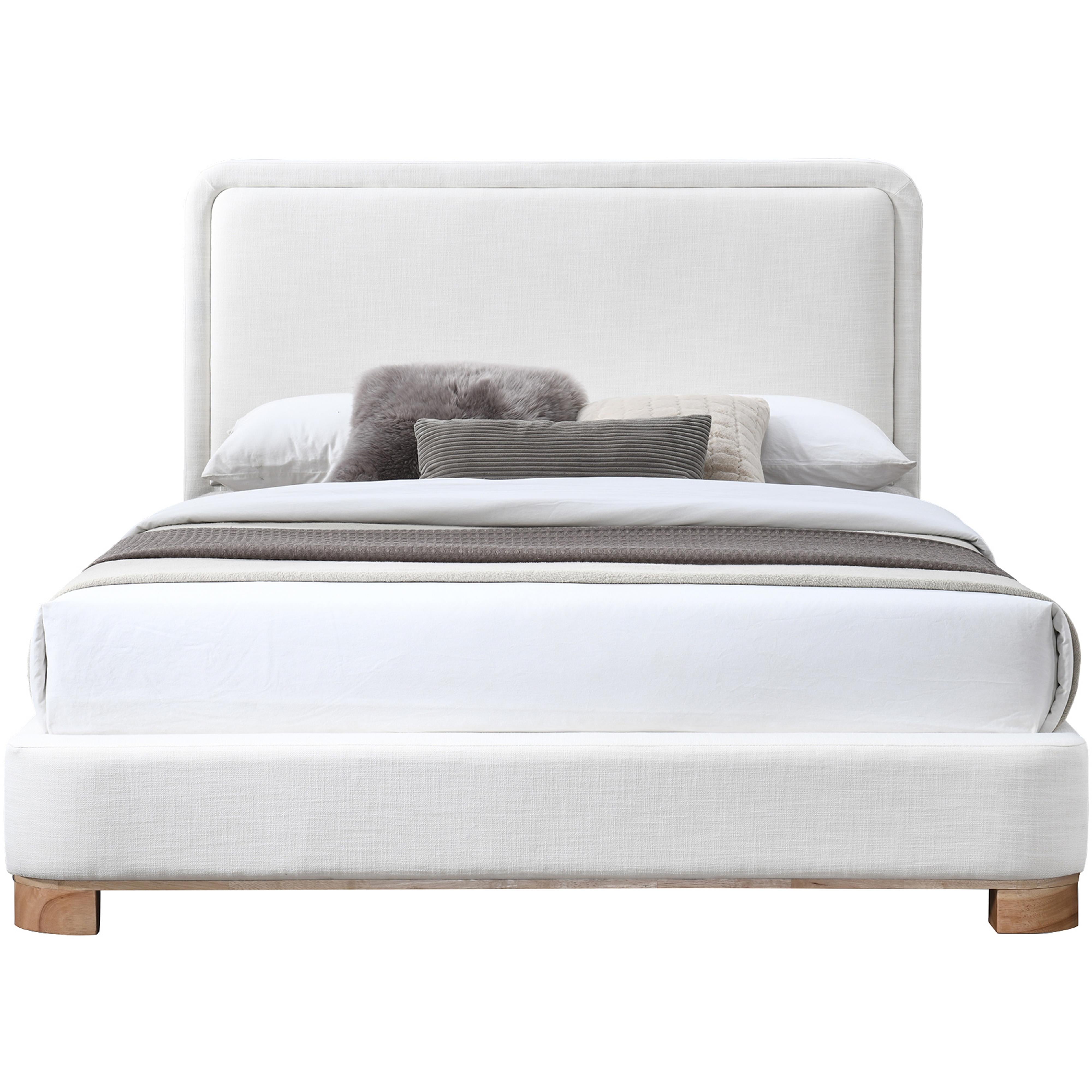 Meridian Nolita Cream Linen Textured Fabric Full Bed