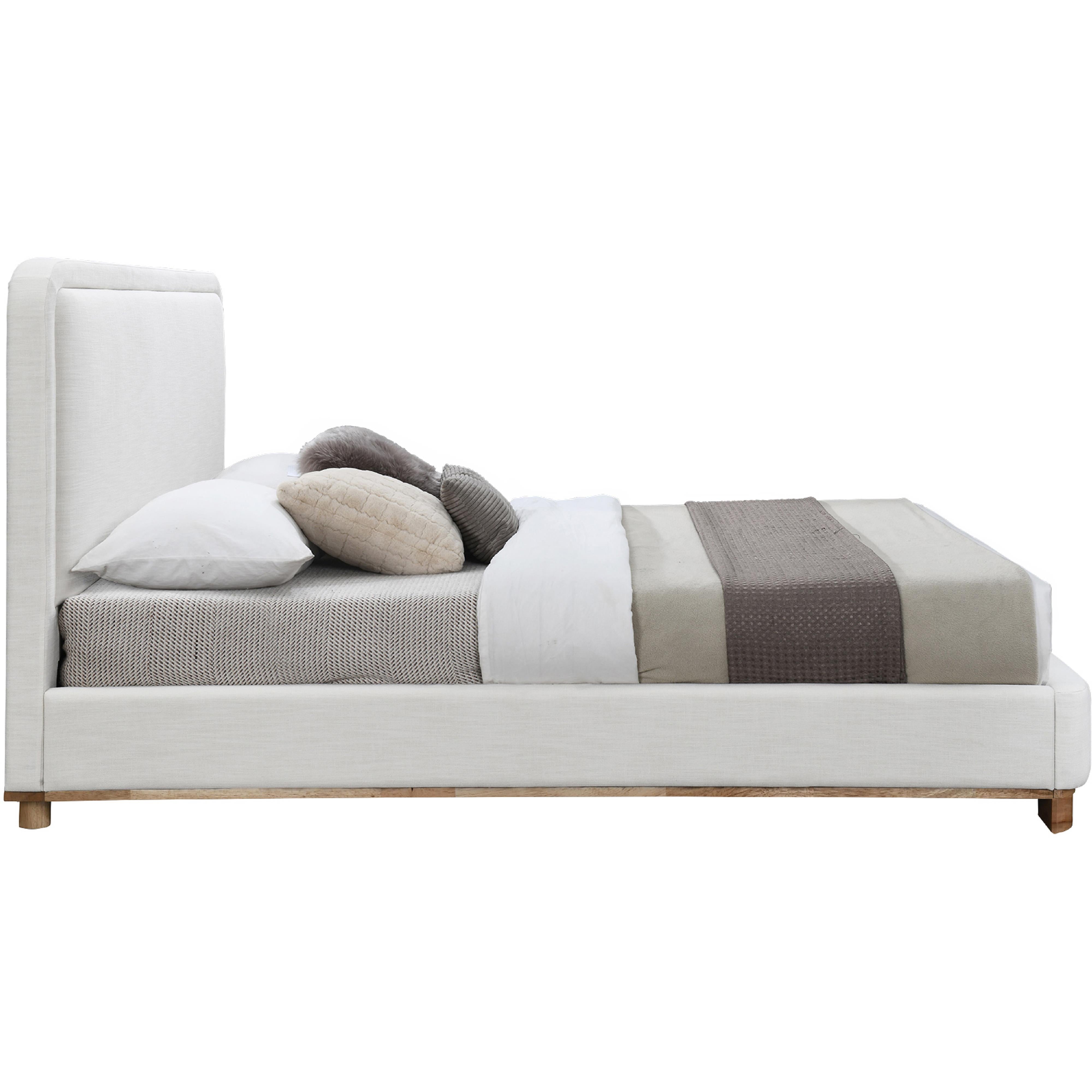 Meridian Nolita Cream Linen Textured Fabric Full Bed