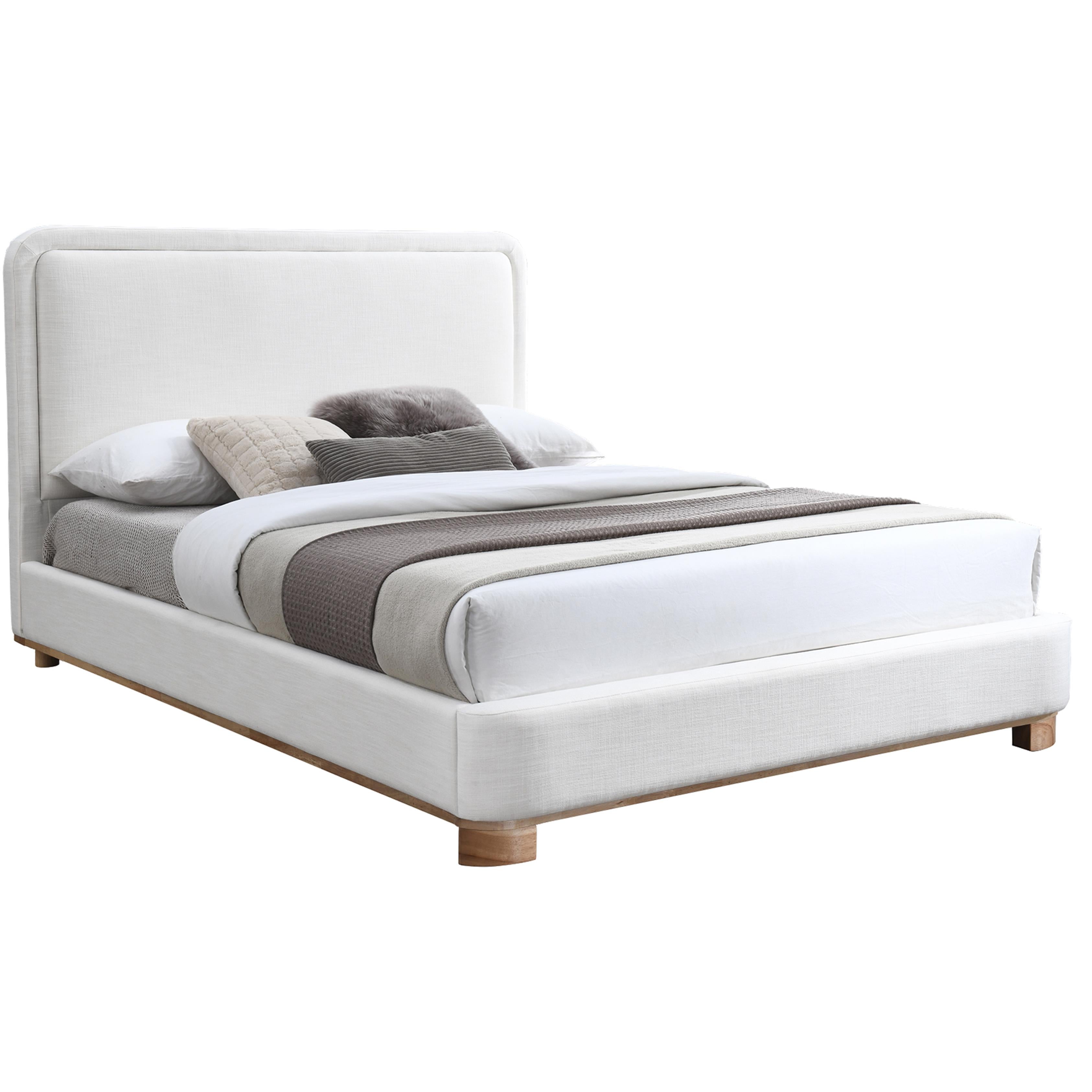 Meridian Nolita Cream Linen Textured Fabric Full Bed