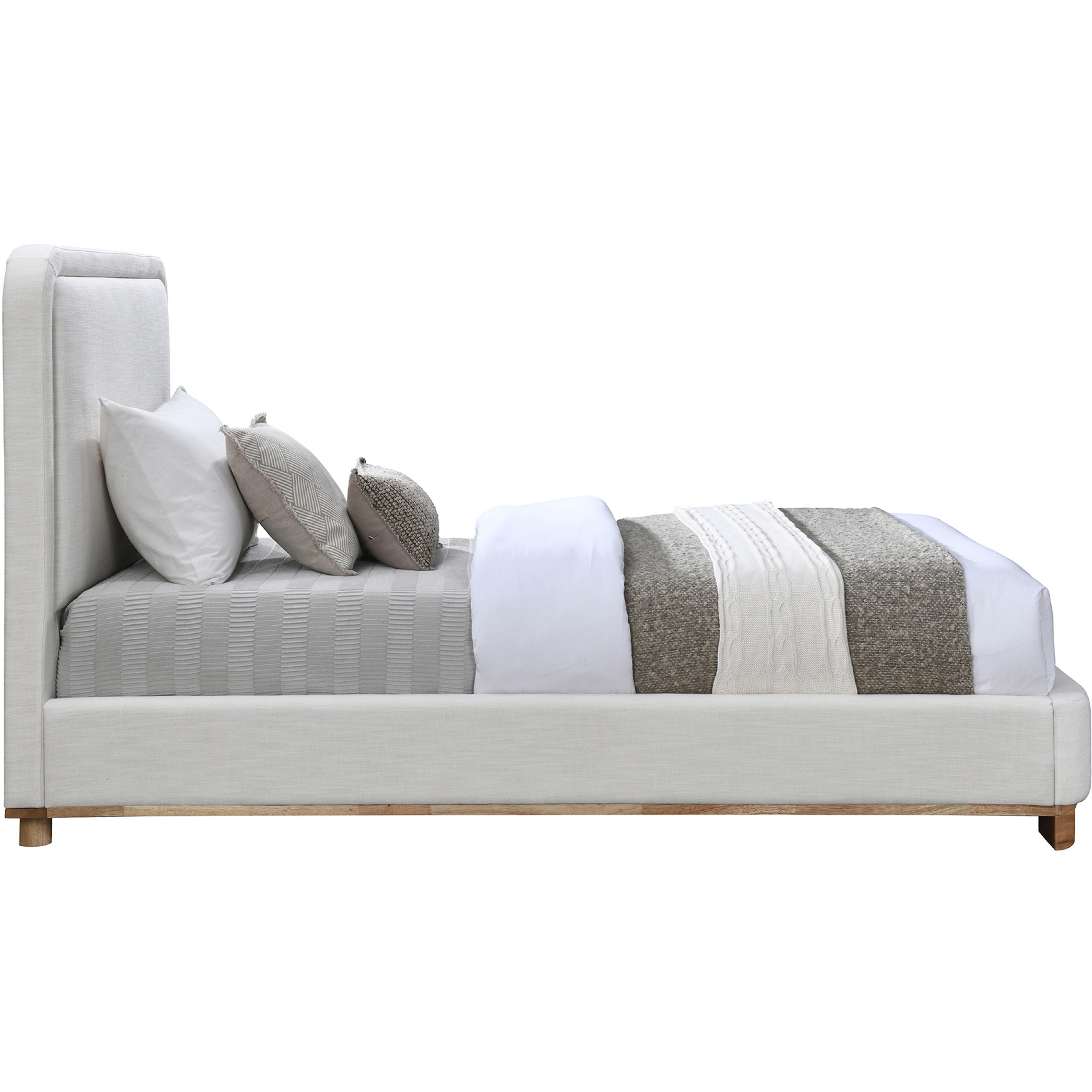 Meridian Nolita Cream Linen Textured Fabric Twin Bed