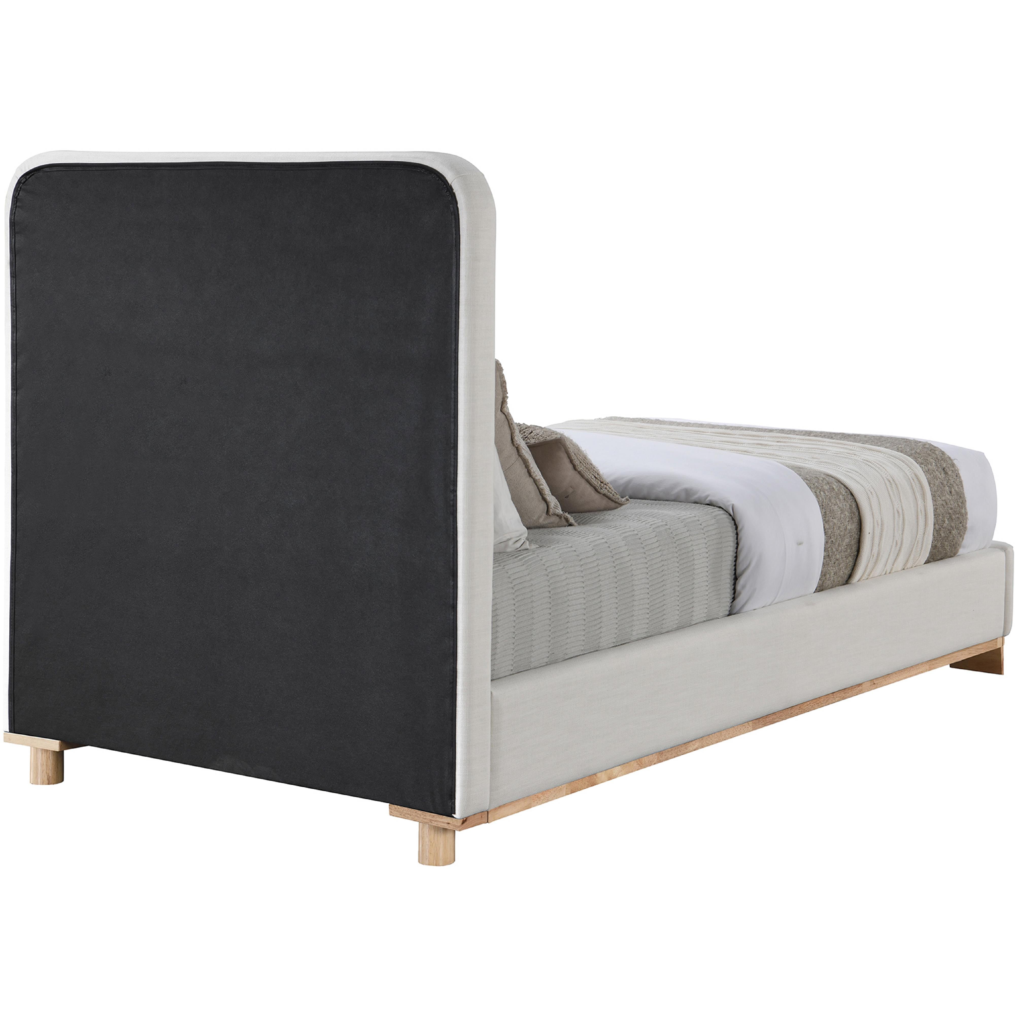 Meridian Nolita Cream Linen Textured Fabric Twin Bed