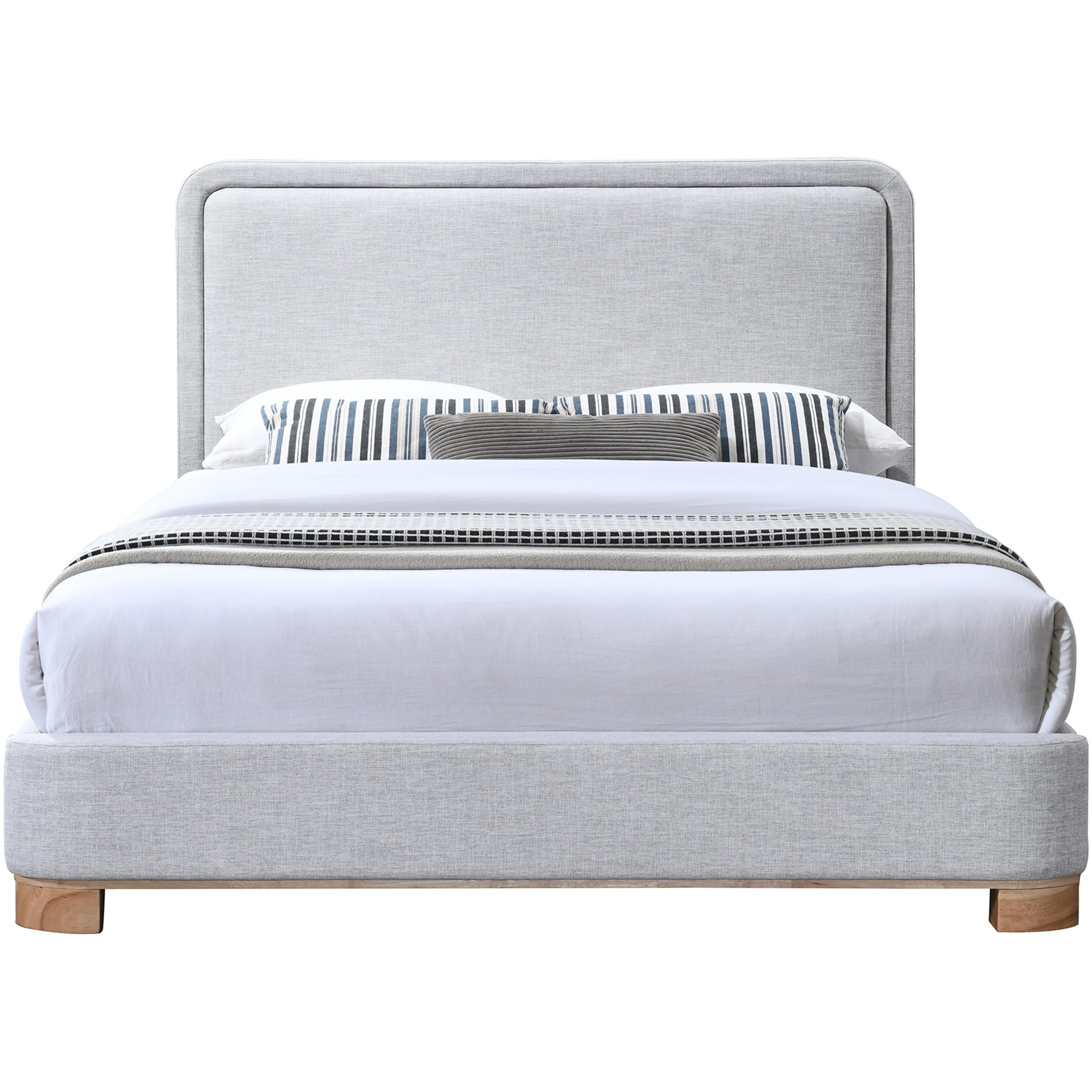 Meridian Nolita Grey Linen Textured Fabric Full Bed