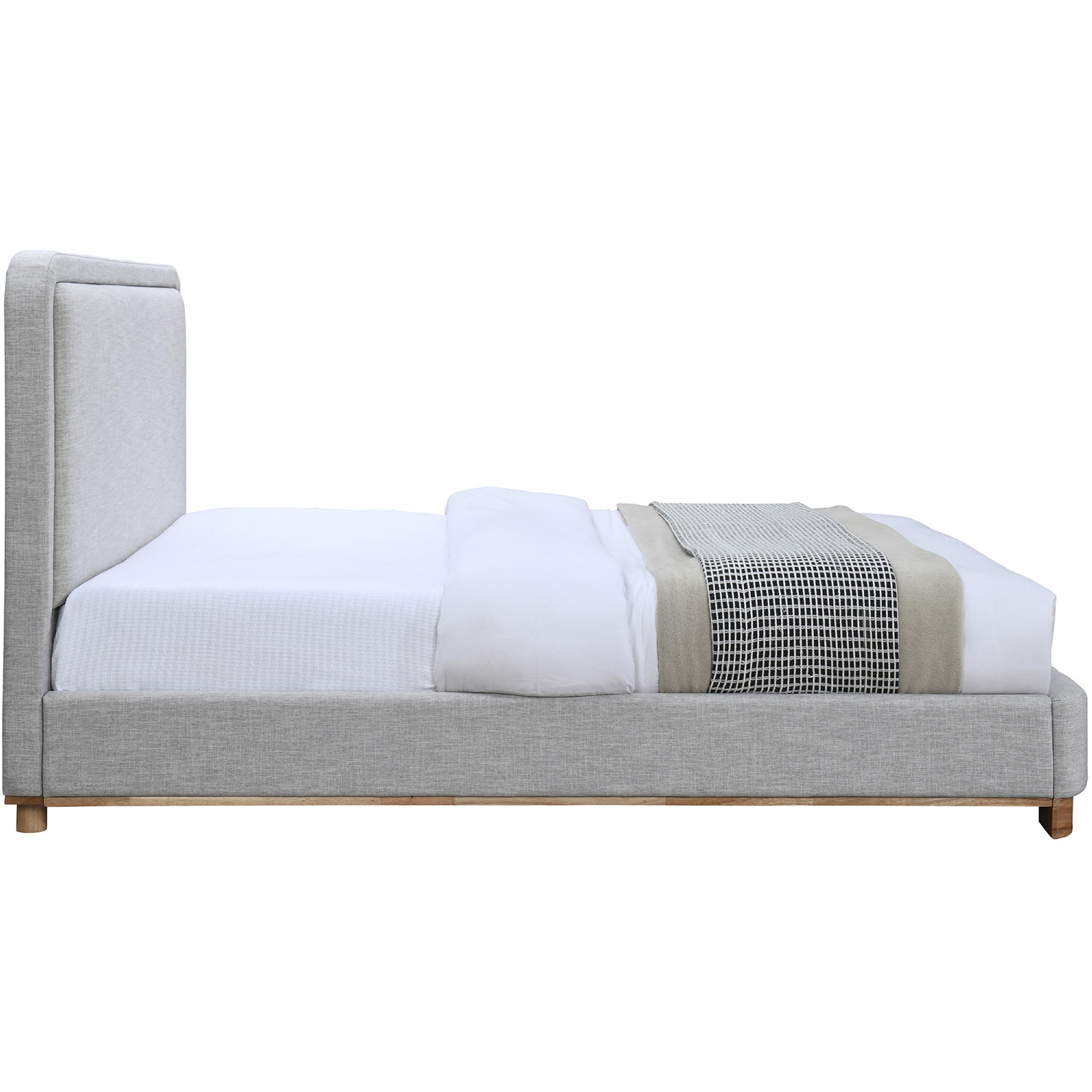 Meridian Nolita Grey Linen Textured Fabric Full Bed