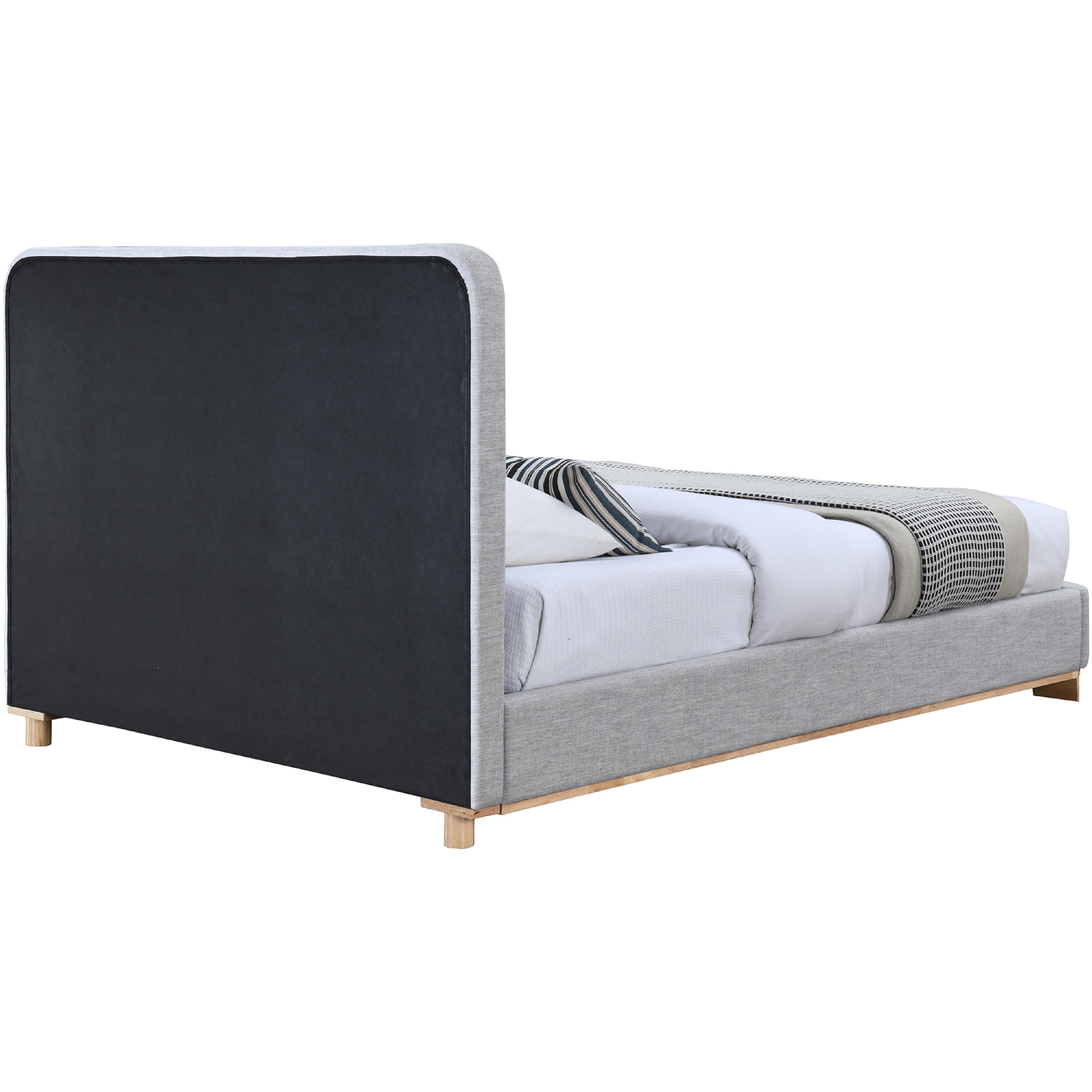 Meridian Nolita Grey Linen Textured Fabric Full Bed