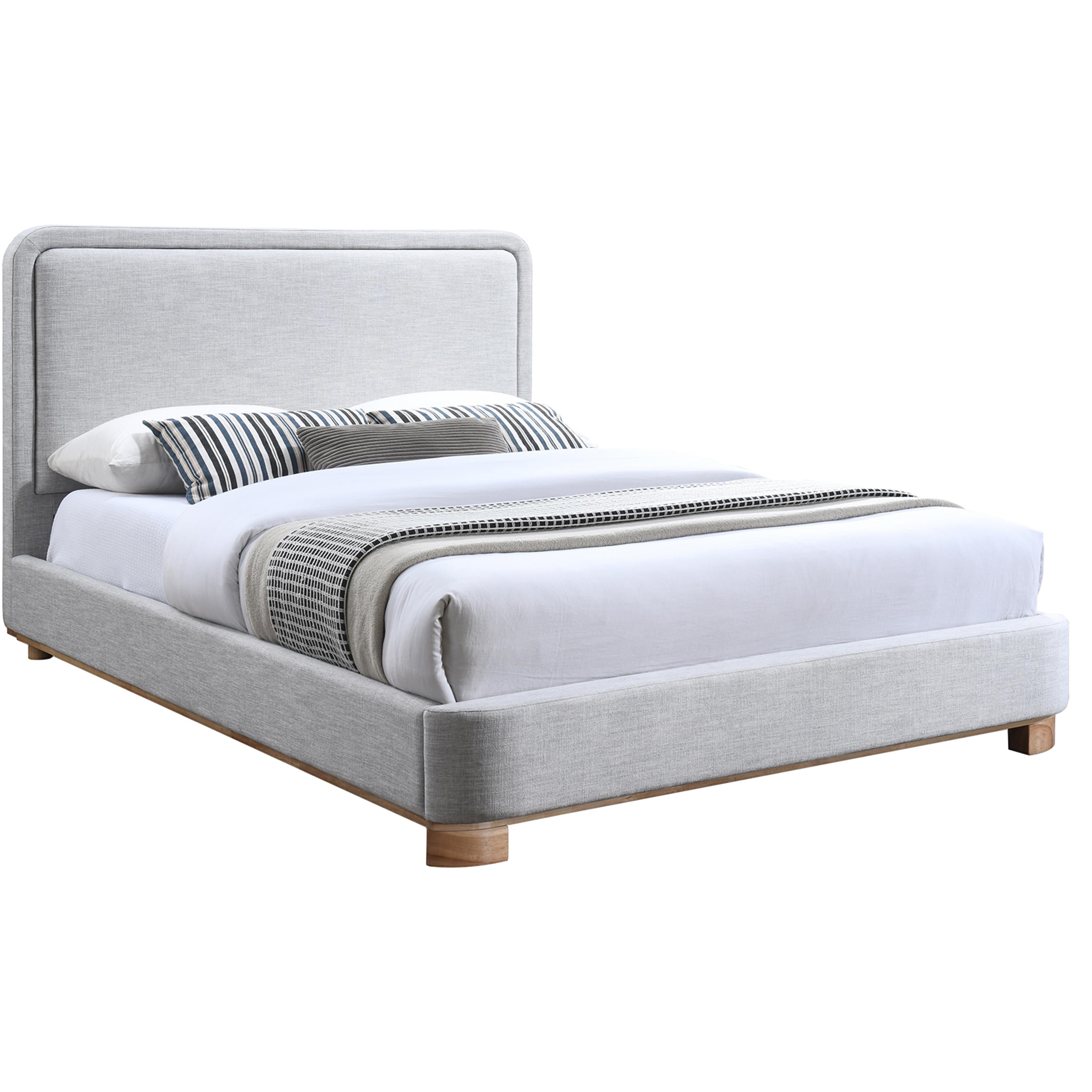 Meridian Nolita Grey Linen Textured Fabric Full Bed