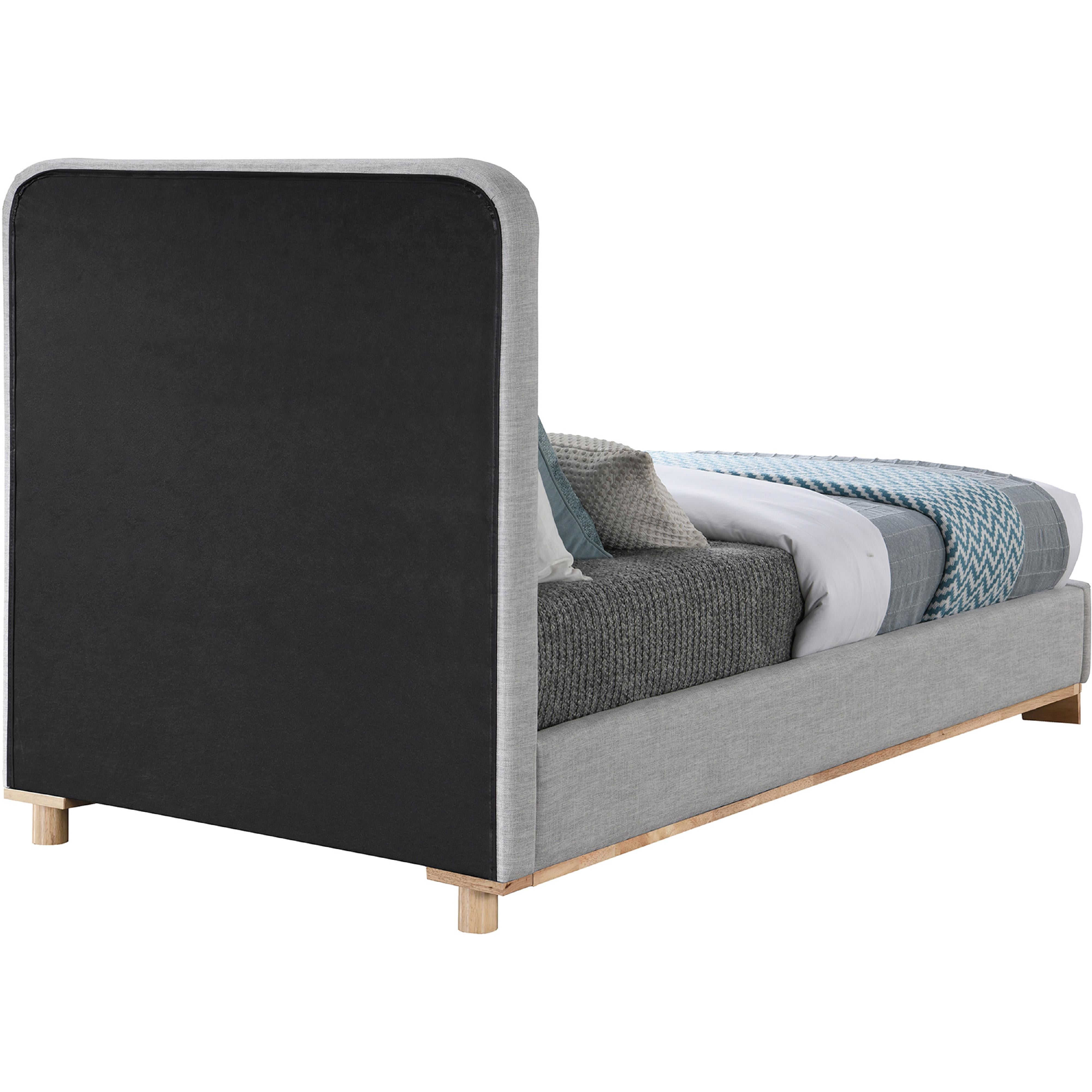 Meridian Nolita Grey Linen Textured Fabric Twin Bed