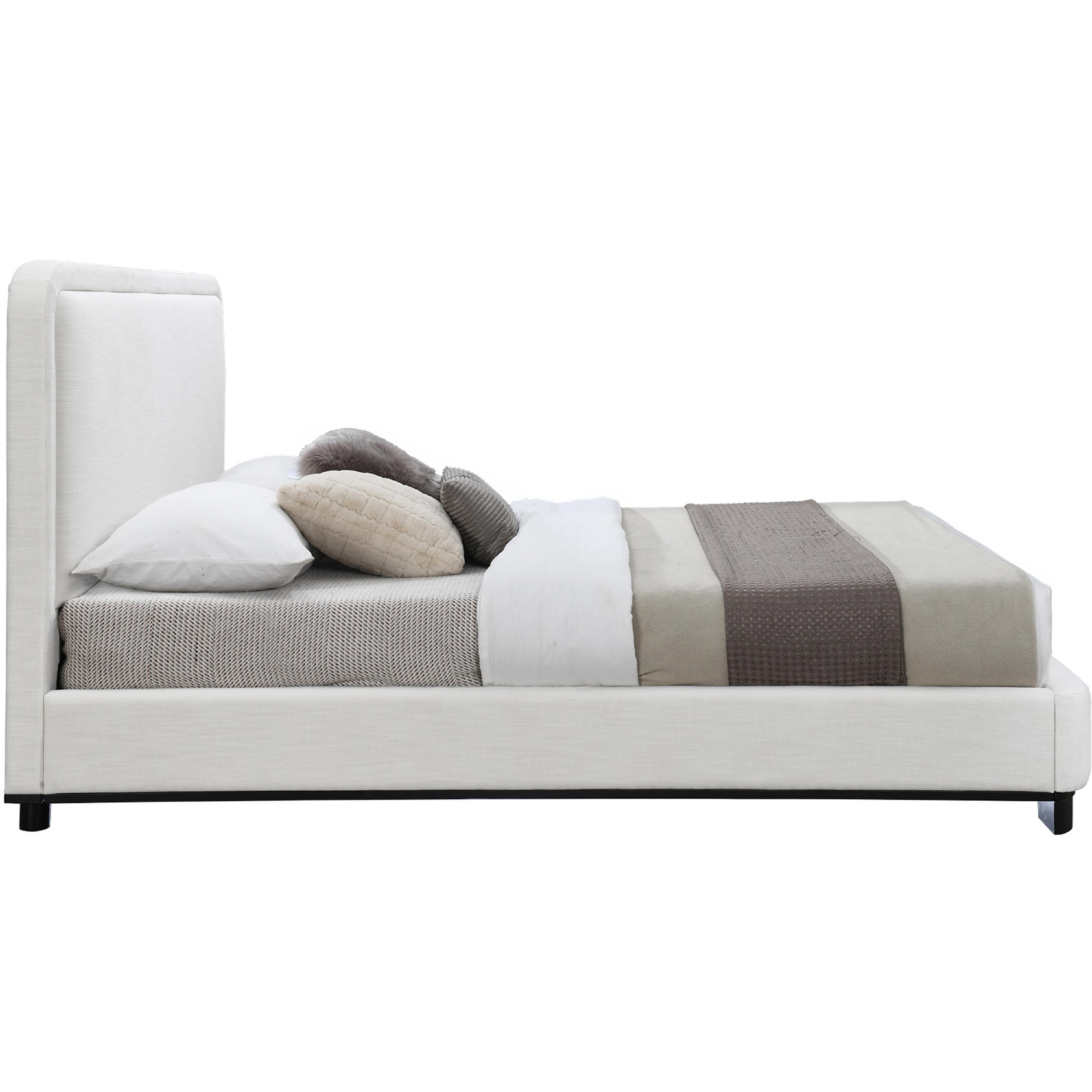 Meridian Nolita Cream Linen Textured Fabric Full Bed