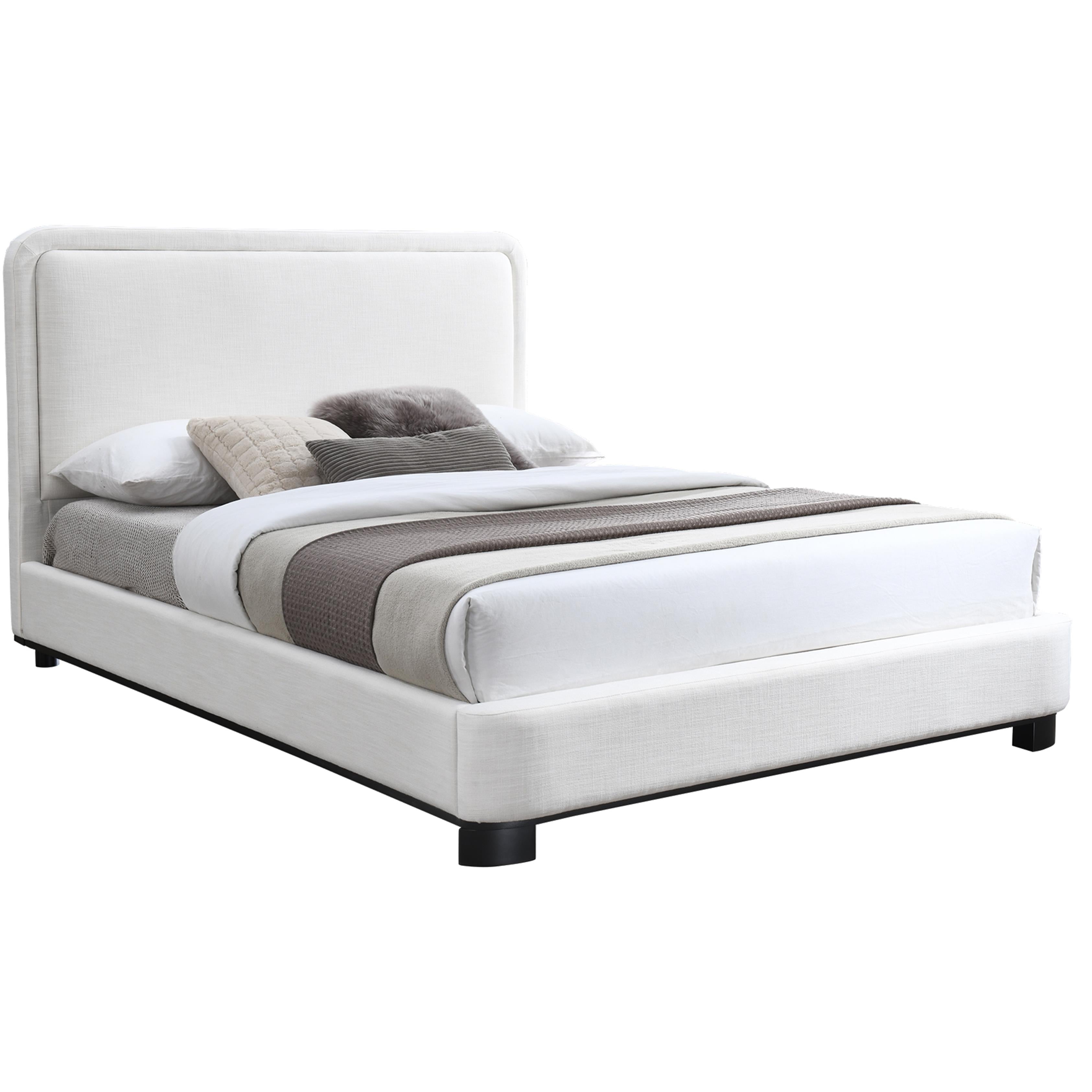 Meridian Nolita Cream Linen Textured Fabric Full Bed