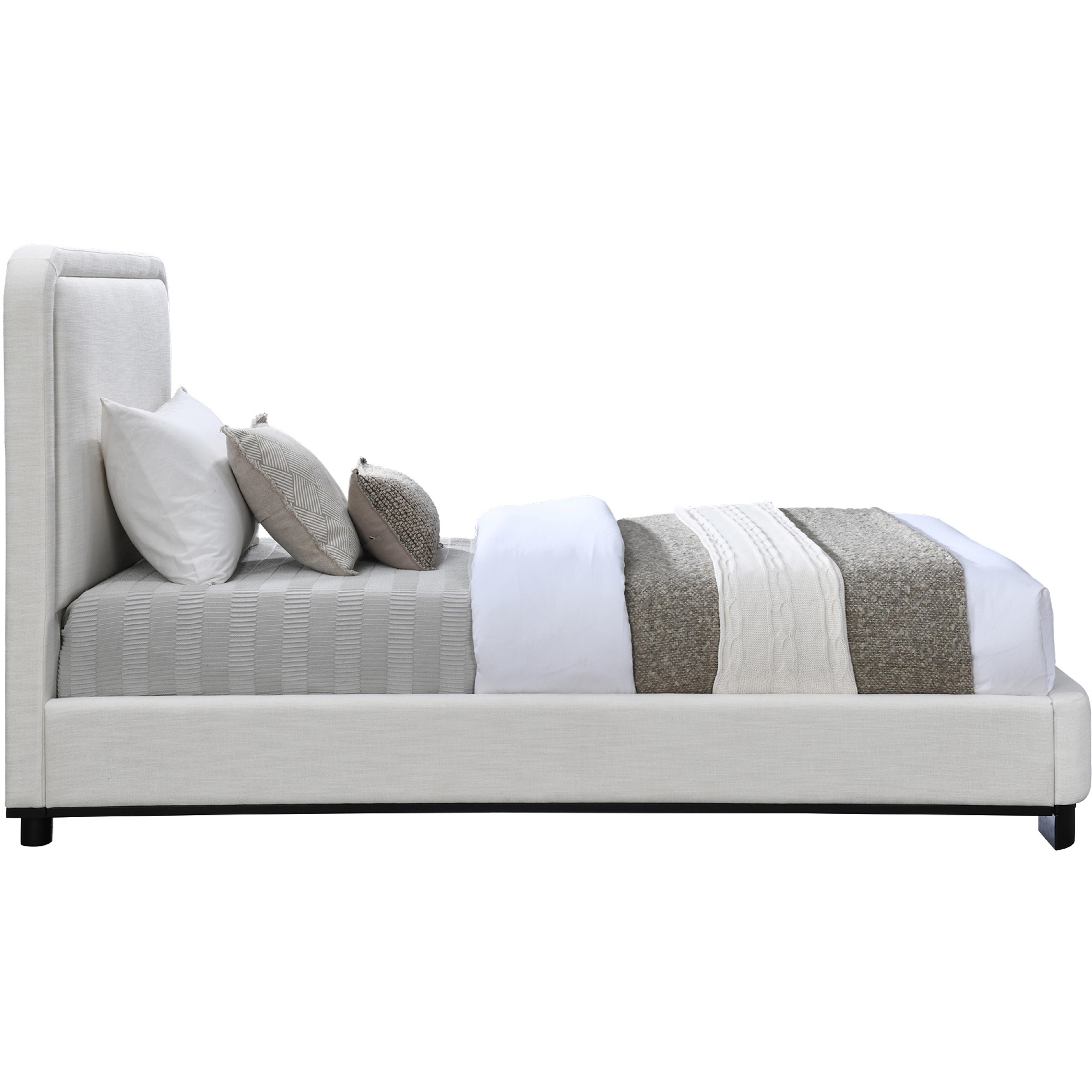 Meridian Nolita Cream Linen Textured Fabric Twin Bed