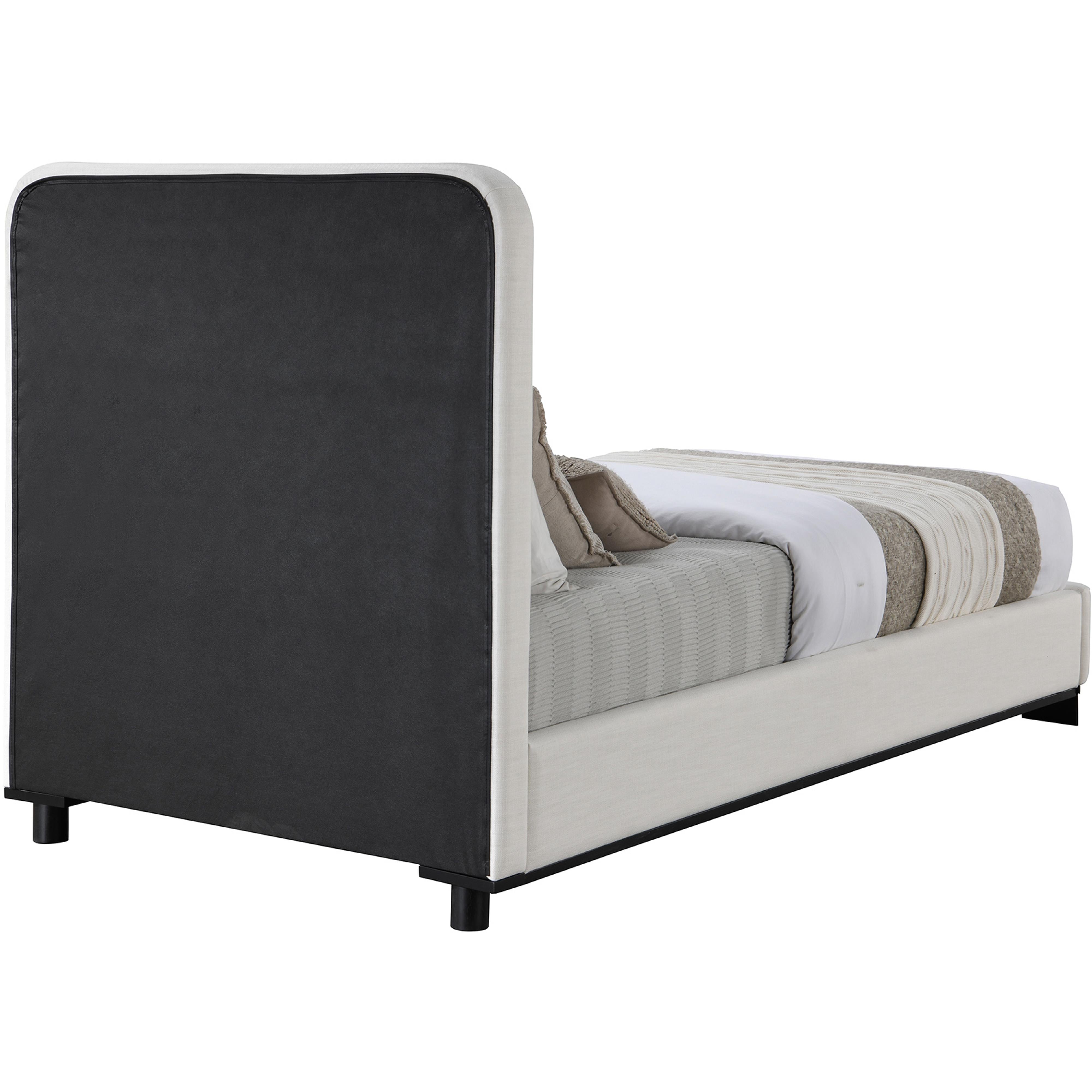 Meridian Nolita Cream Linen Textured Fabric Twin Bed