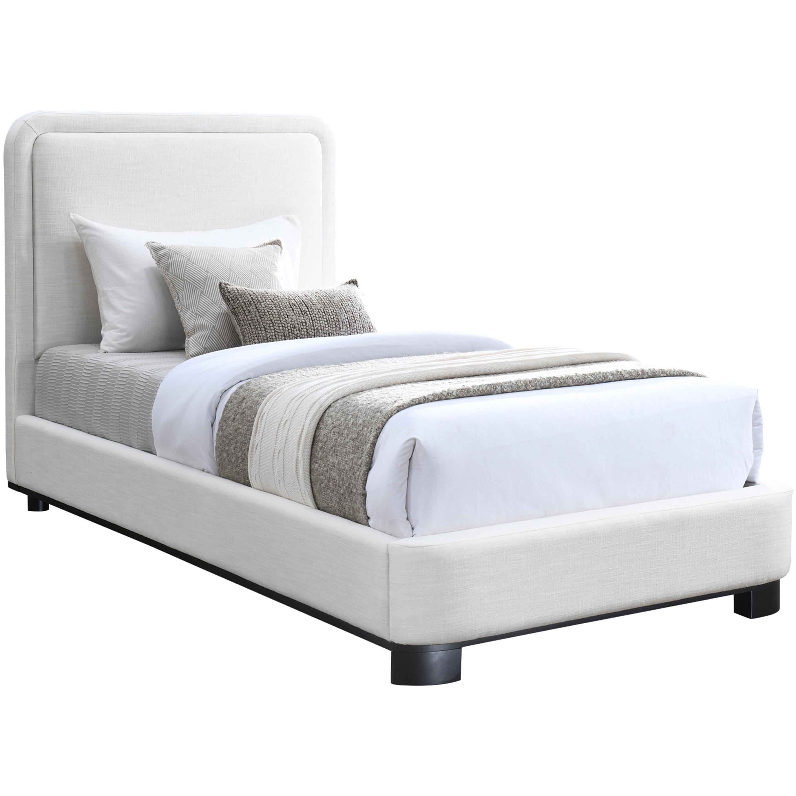 Meridian Nolita Cream Linen Textured Fabric Twin Bed