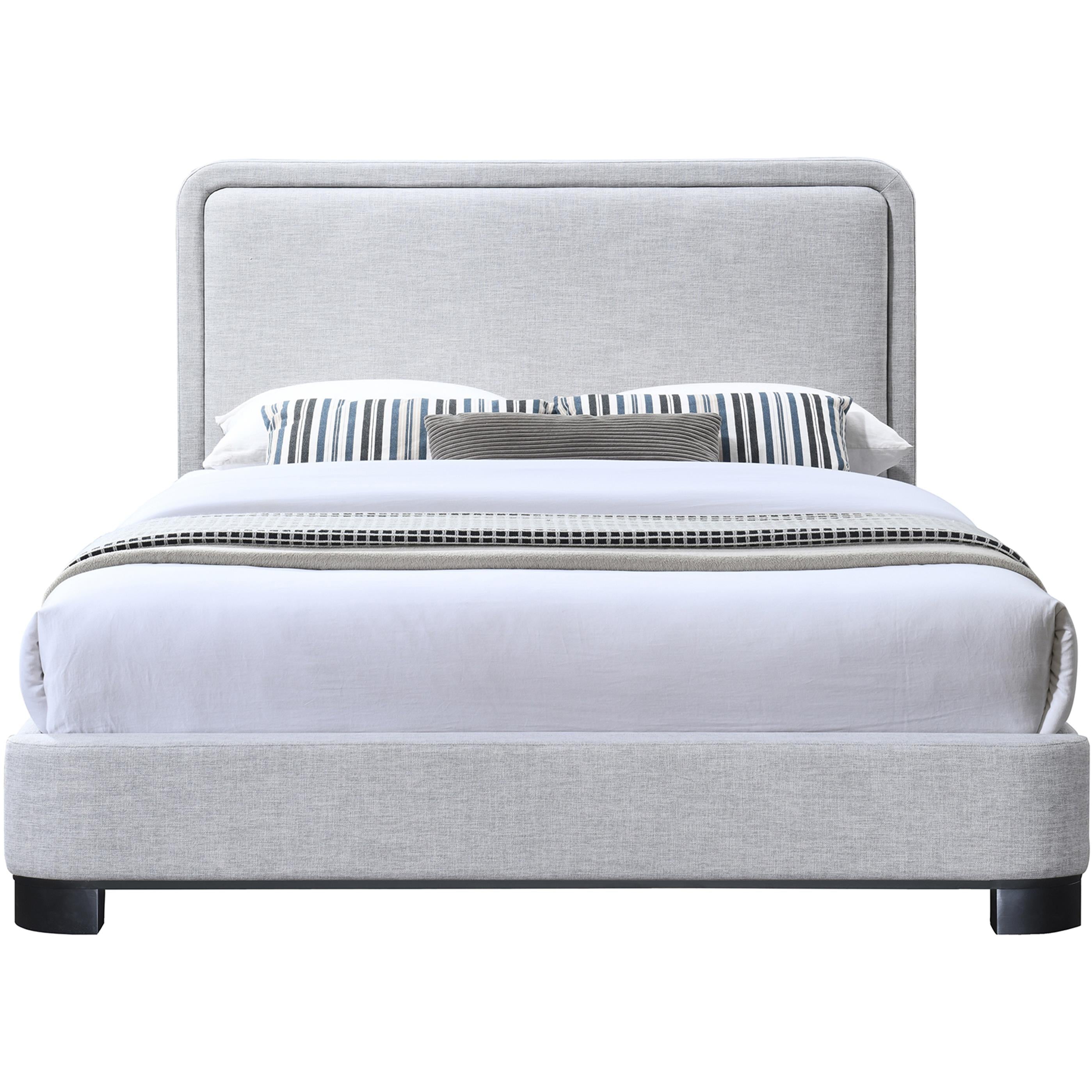 Meridian Nolita Grey Linen Textured Fabric Full Bed