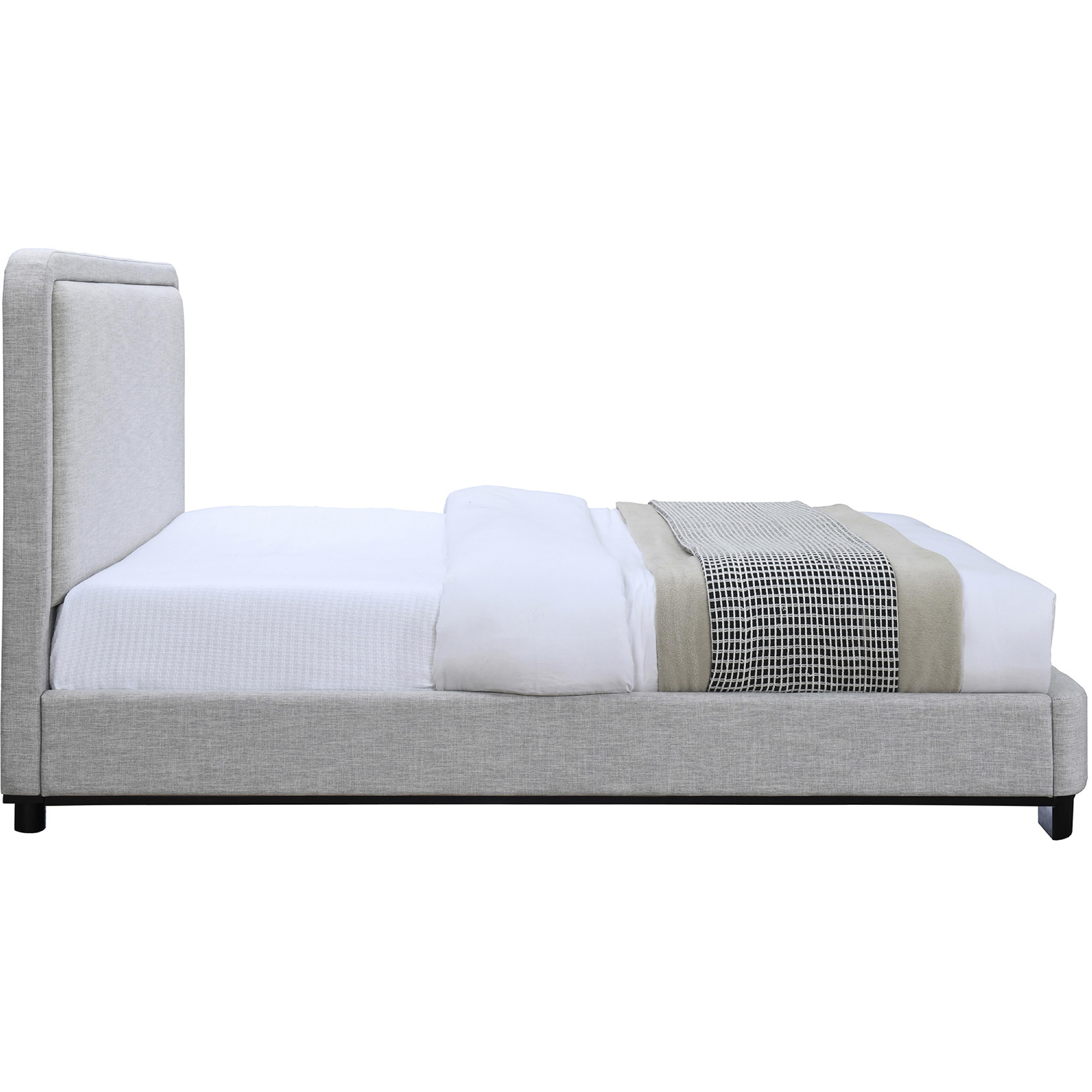 Meridian Nolita Grey Linen Textured Fabric Full Bed