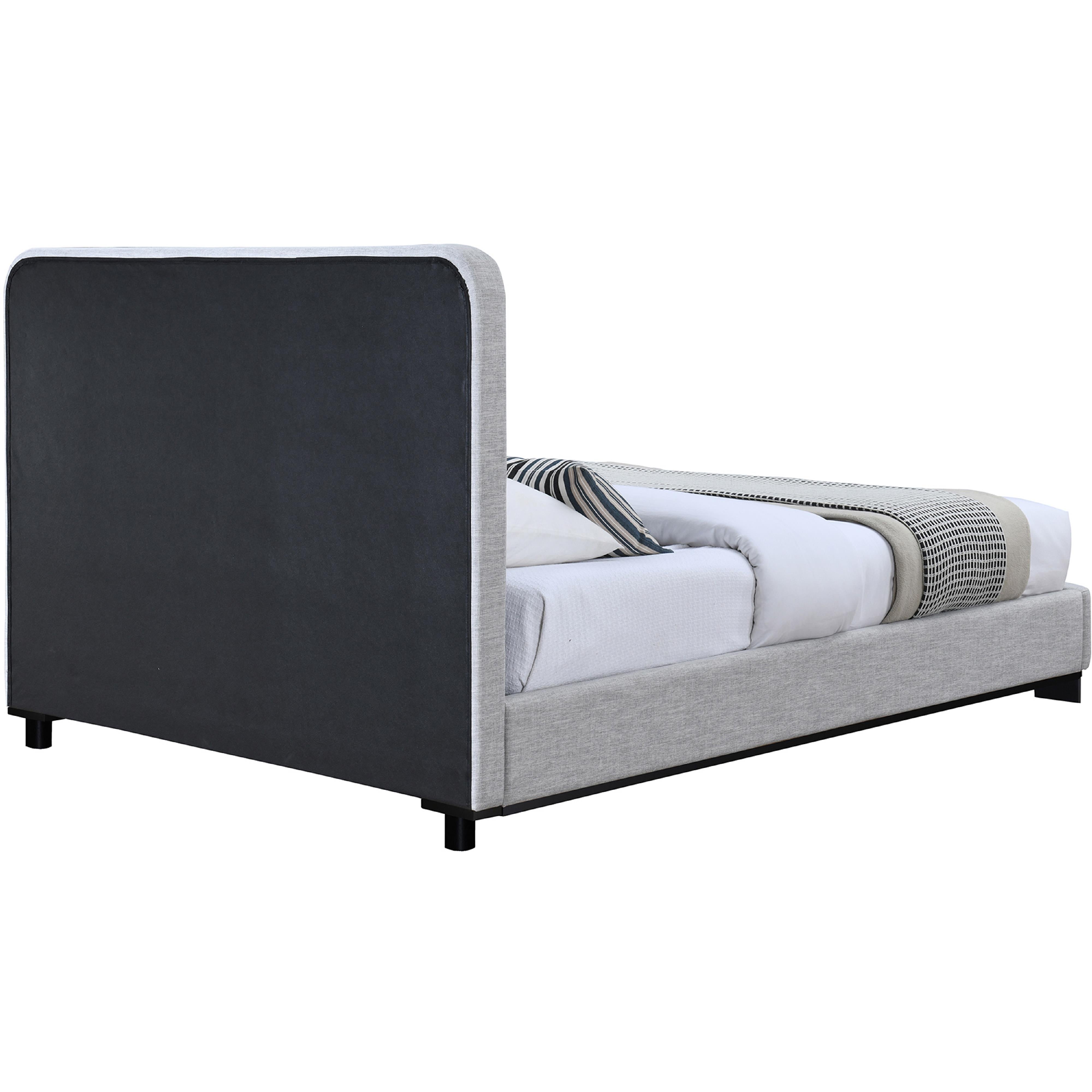 Meridian Nolita Grey Linen Textured Fabric Full Bed