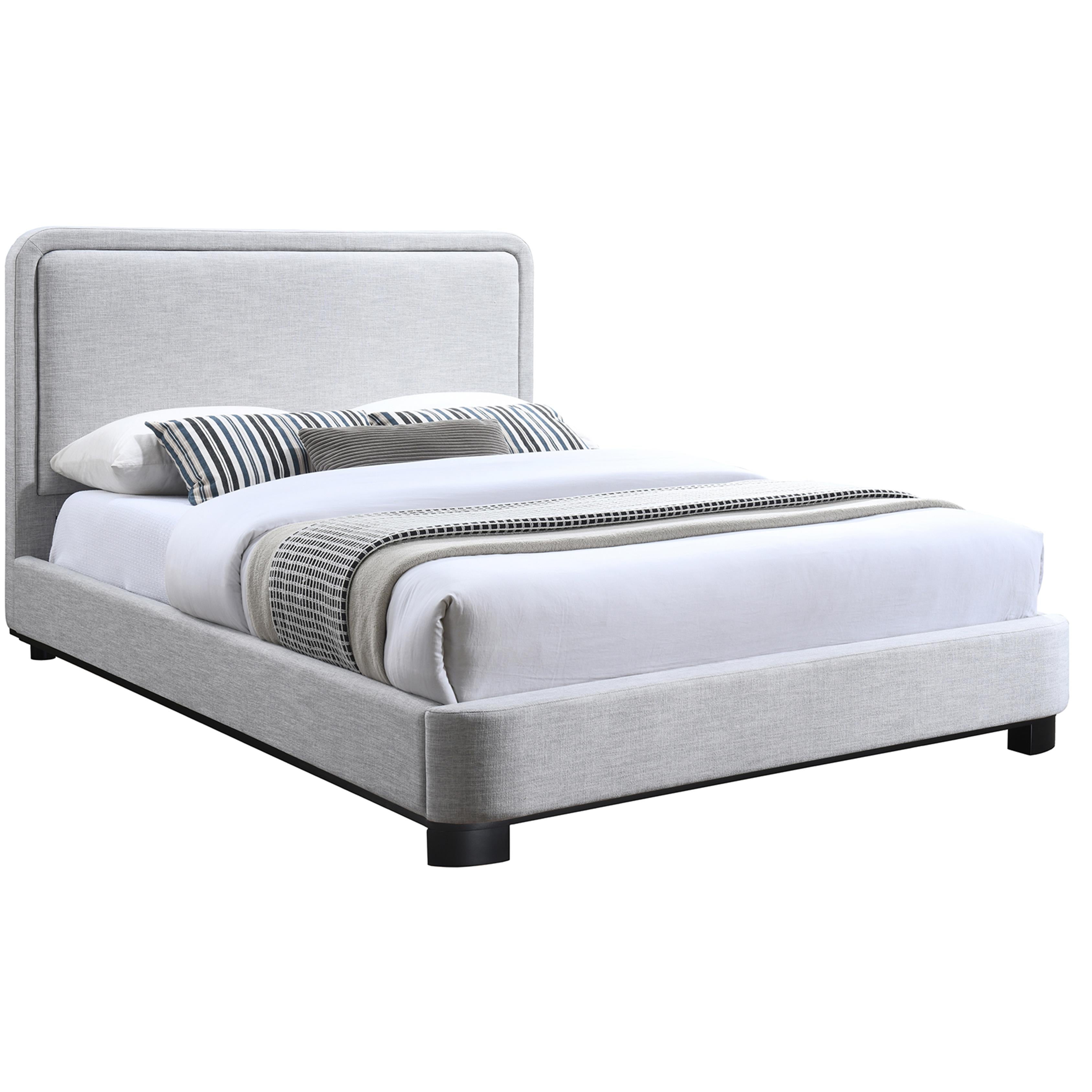 Meridian Nolita Grey Linen Textured Fabric Full Bed