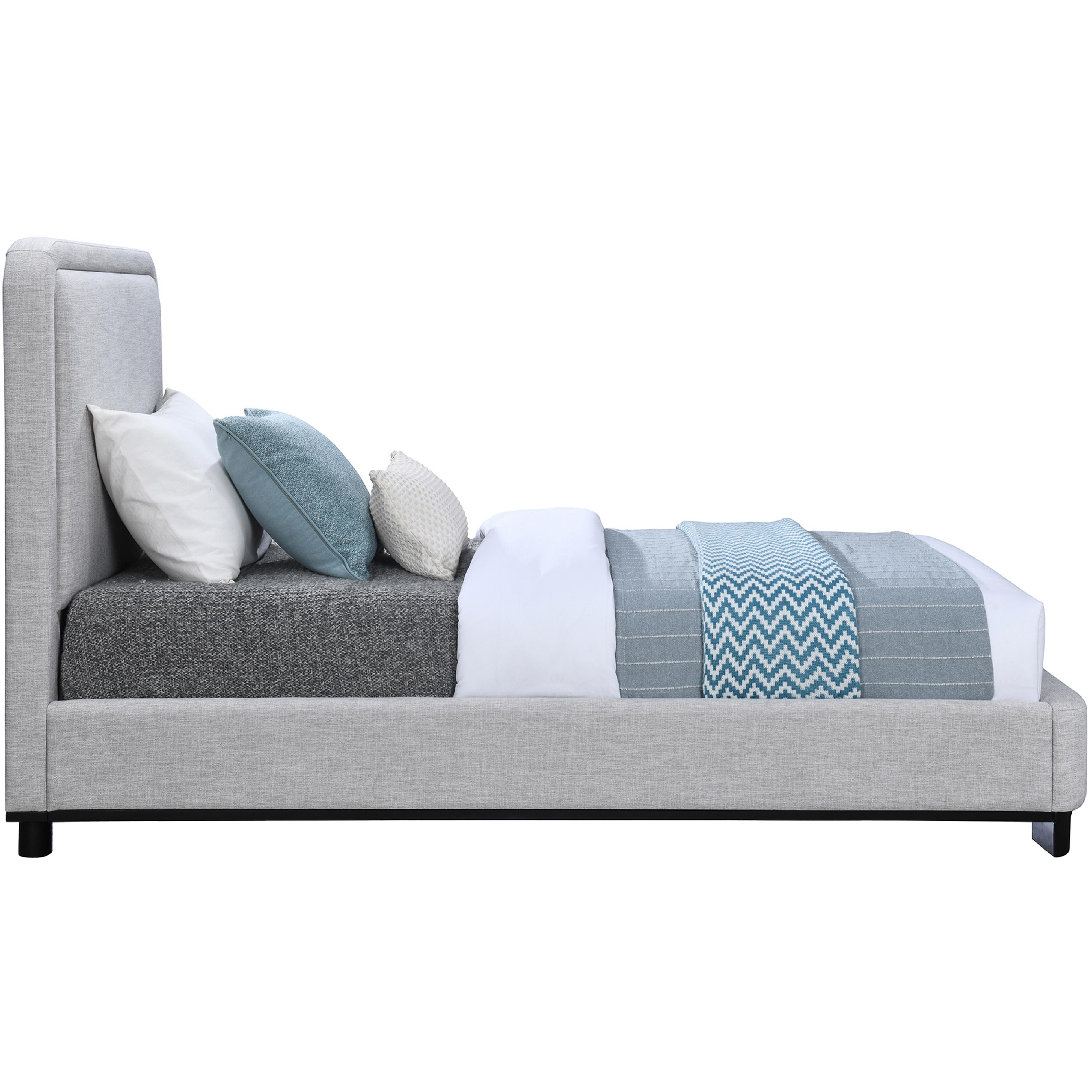 Meridian Nolita Grey Linen Textured Fabric Twin Bed