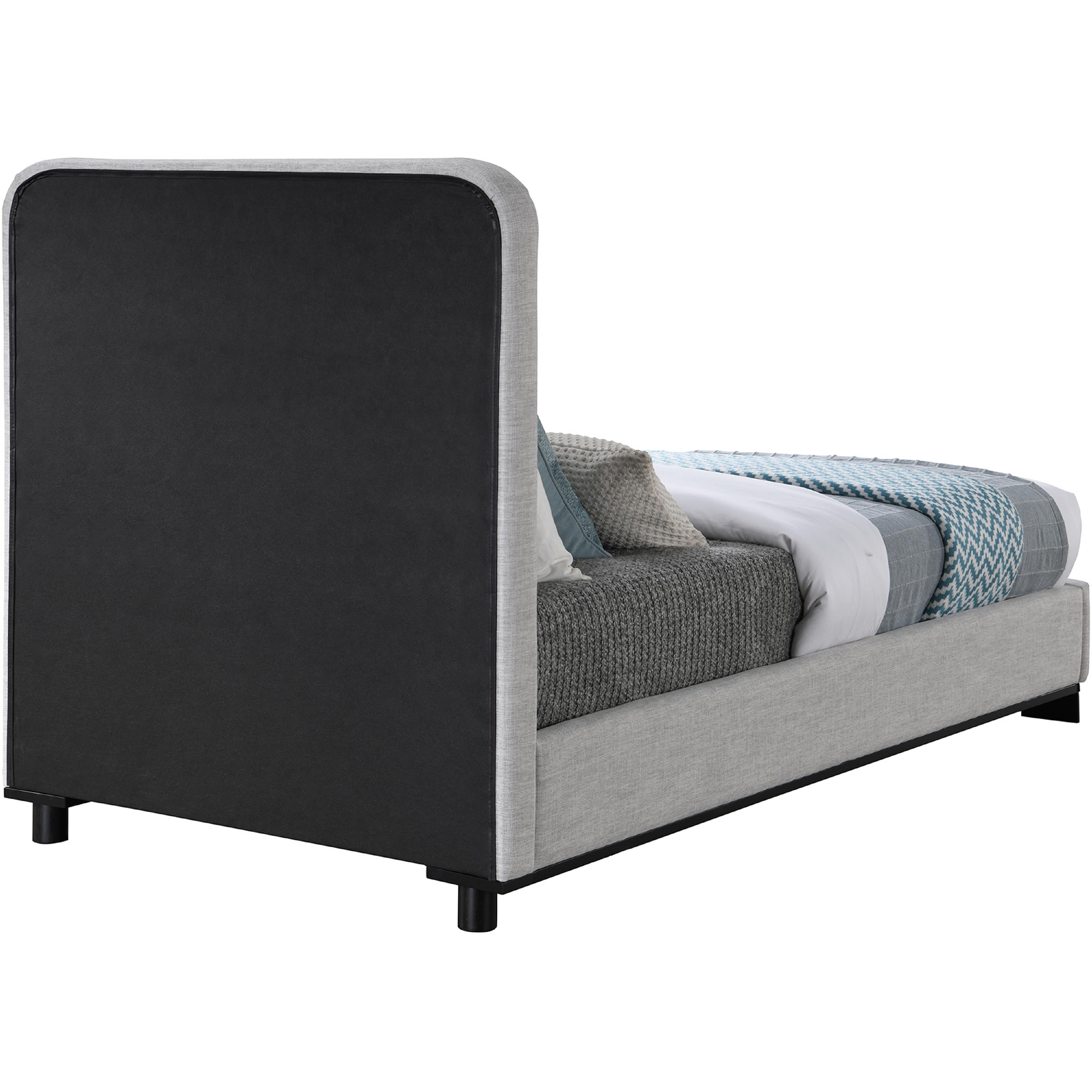 Meridian Nolita Grey Linen Textured Fabric Twin Bed