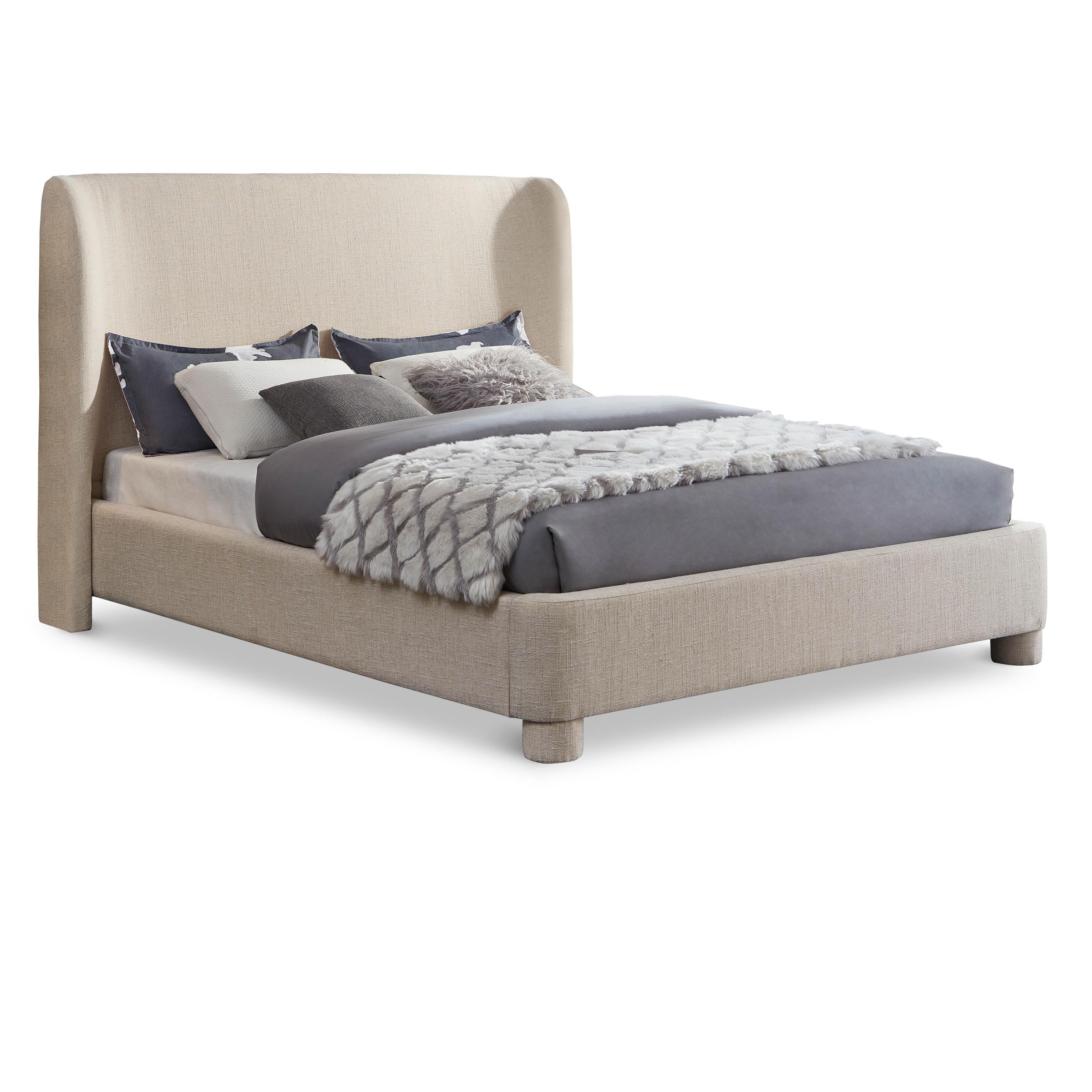 Meridian Penny Beige Polyester Fabric Queen Bed