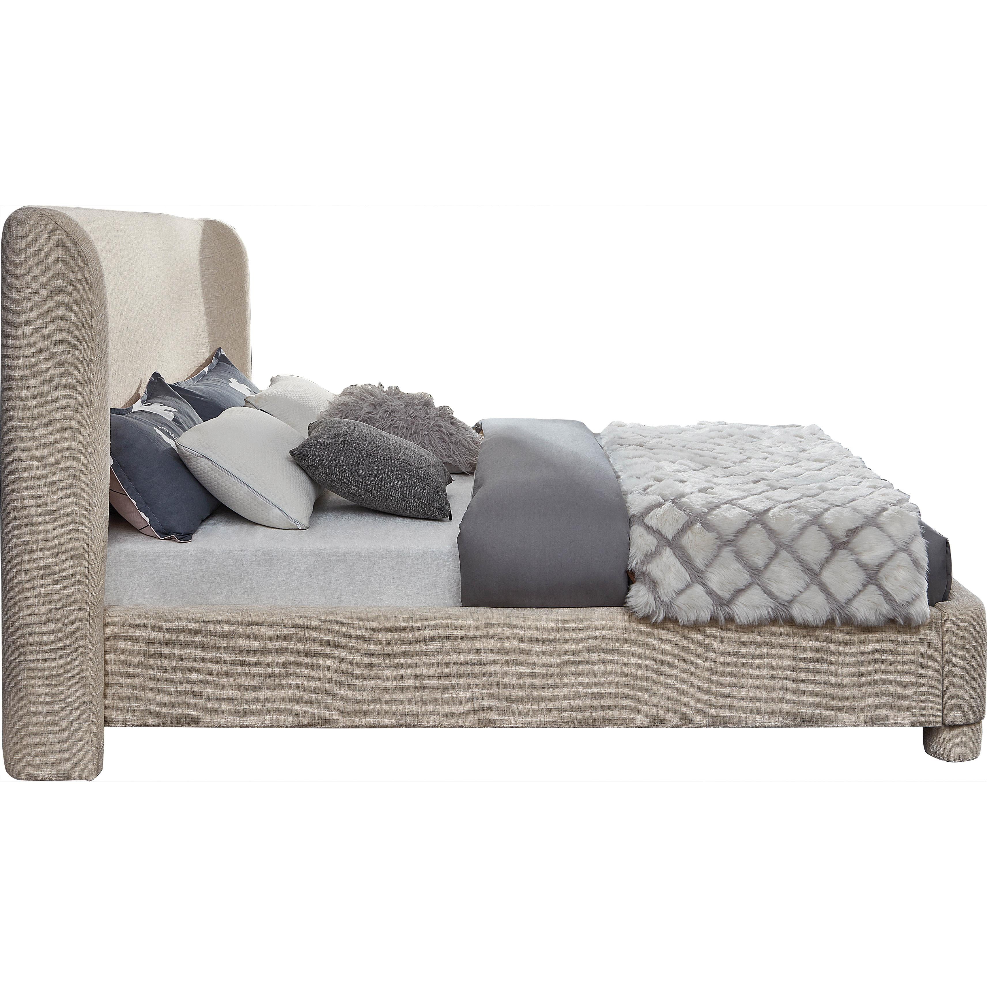 Meridian Penny Beige Polyester Fabric Queen Bed