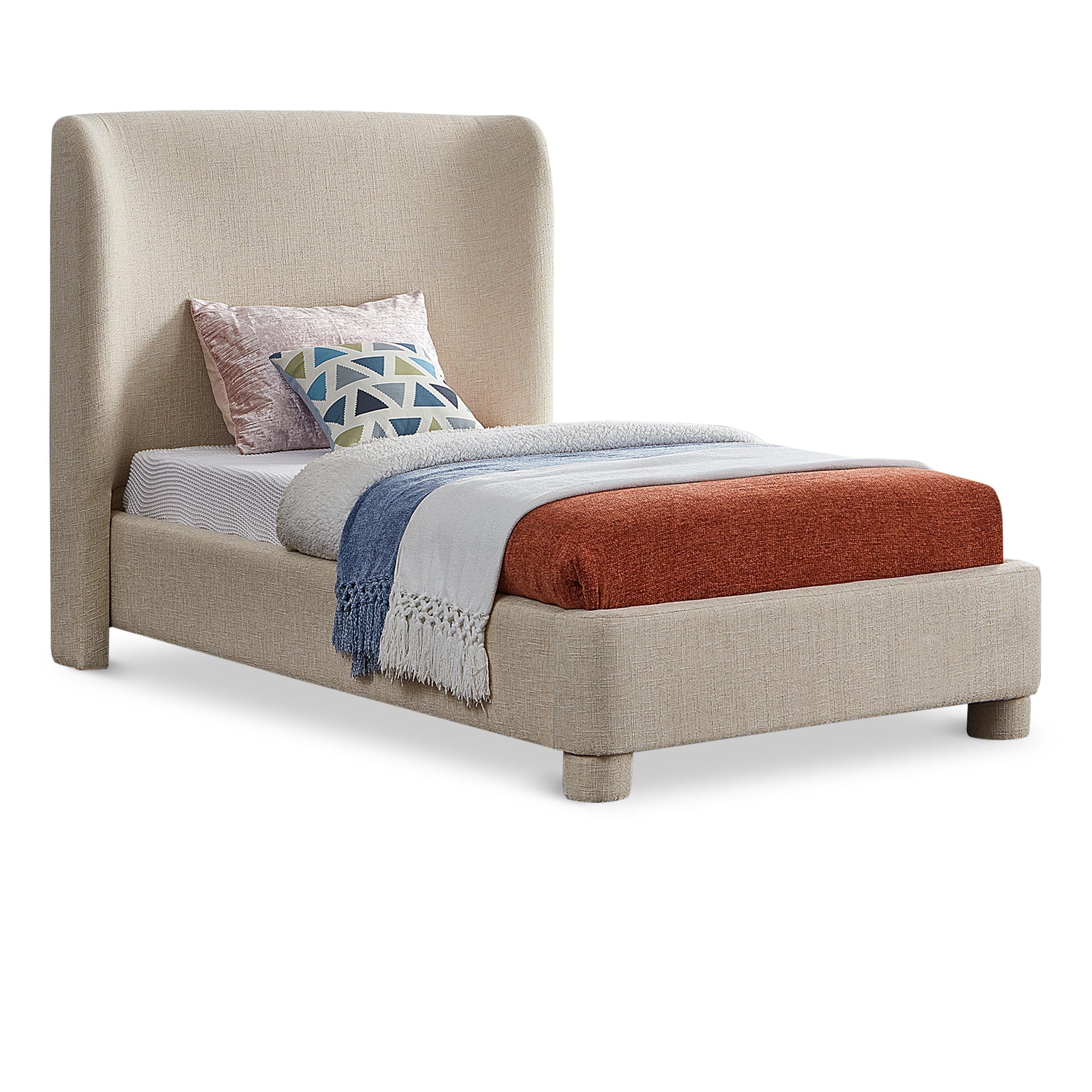 Meridian Penny Beige Polyester Fabric Twin Bed
