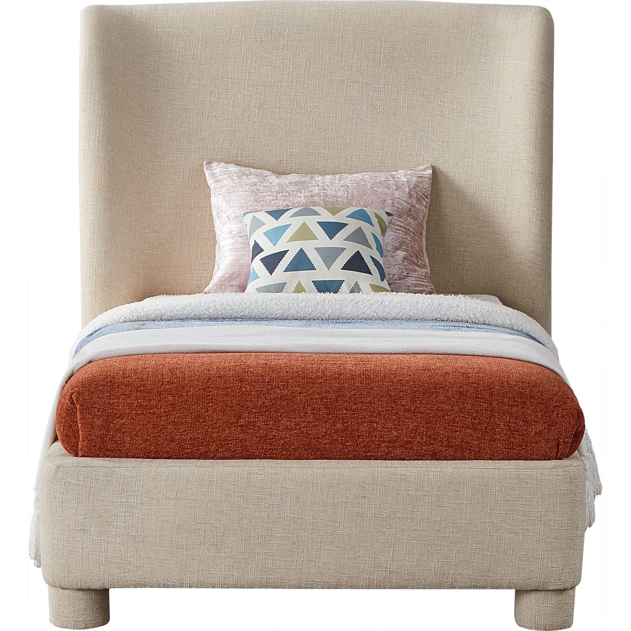 Meridian Penny Beige Polyester Fabric Twin Bed