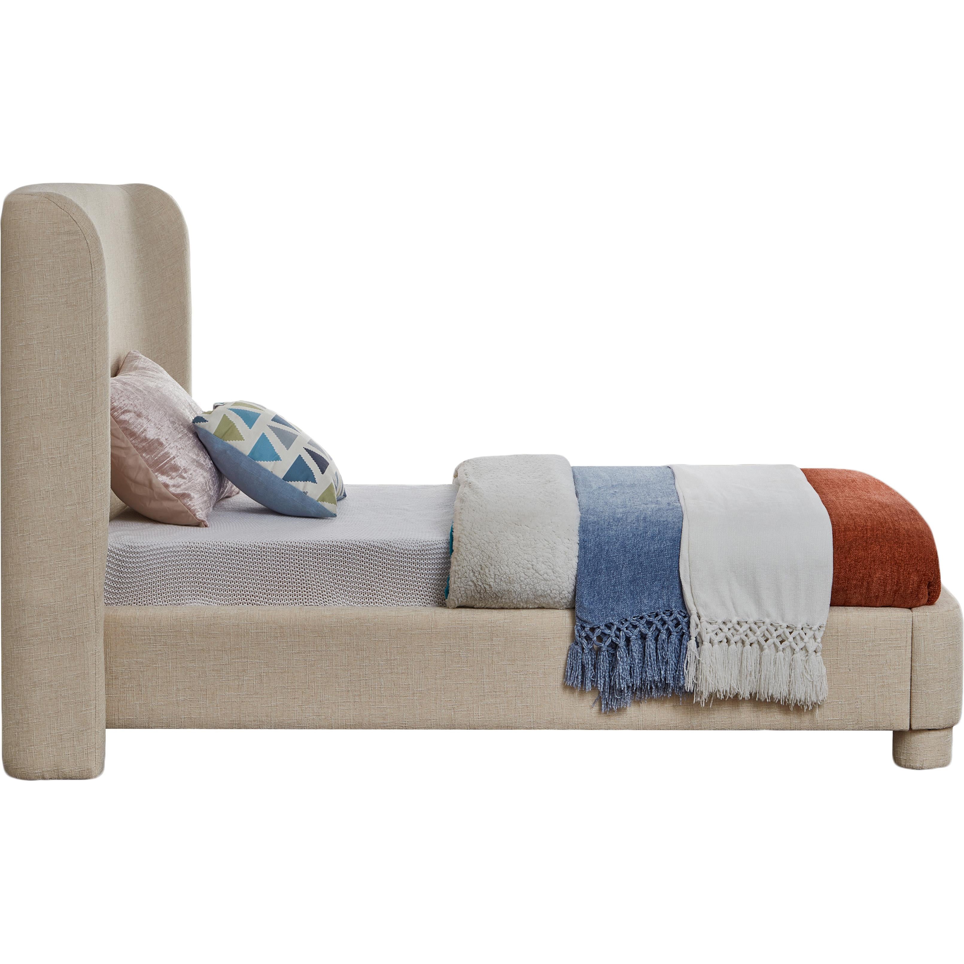 Meridian Penny Beige Polyester Fabric Twin Bed