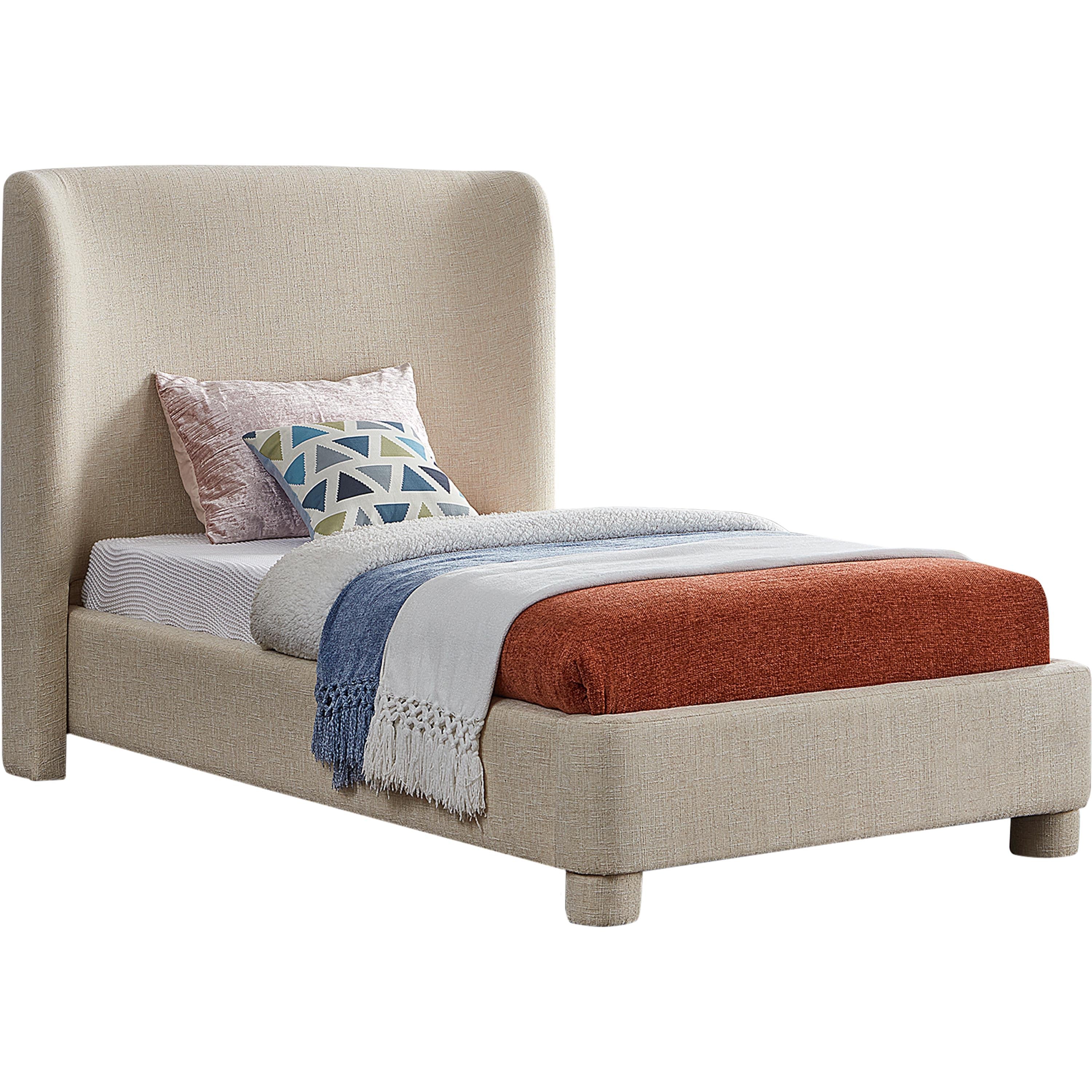 Meridian Penny Beige Polyester Fabric Twin Bed