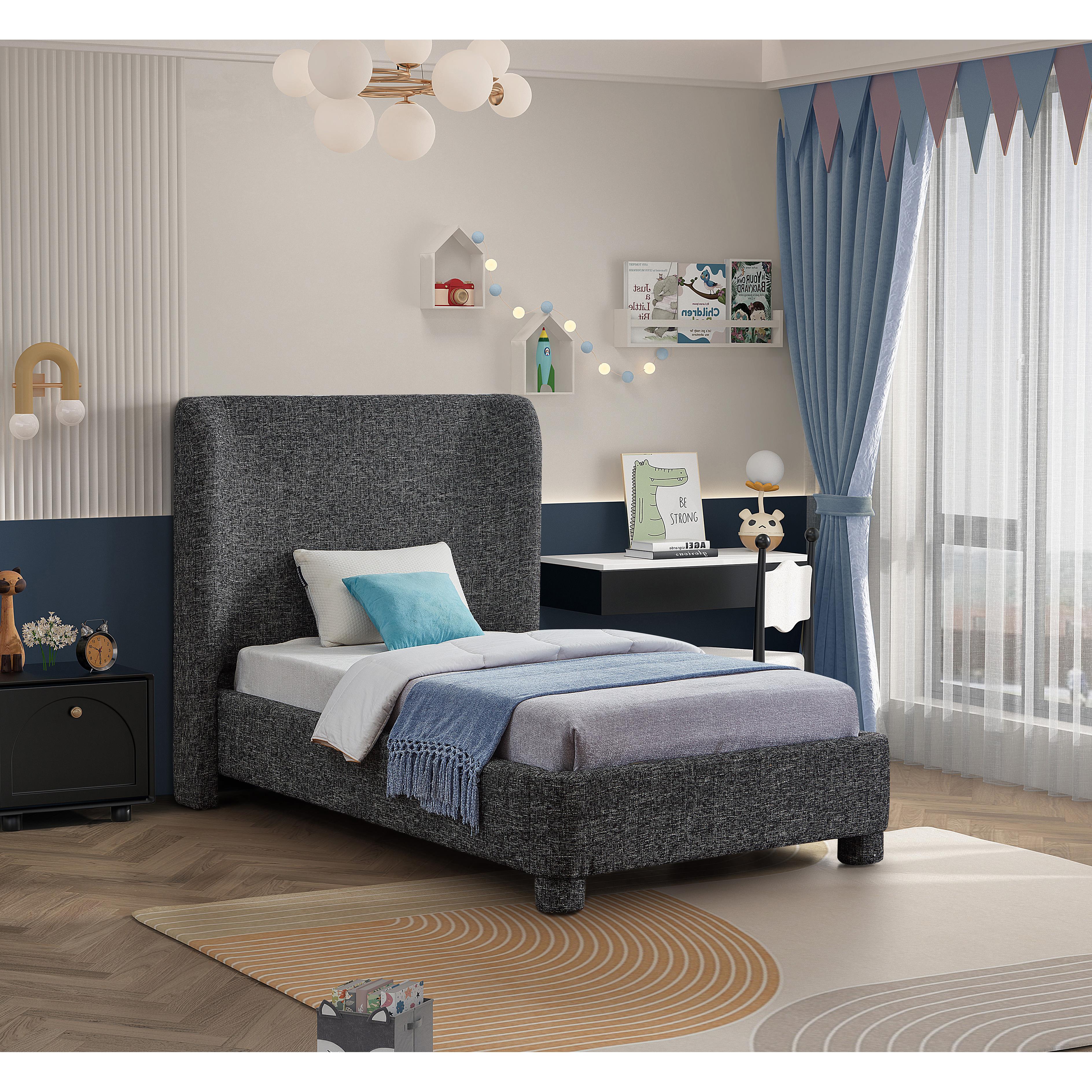 Meridian Penny Black Polyester Fabric Twin Bed