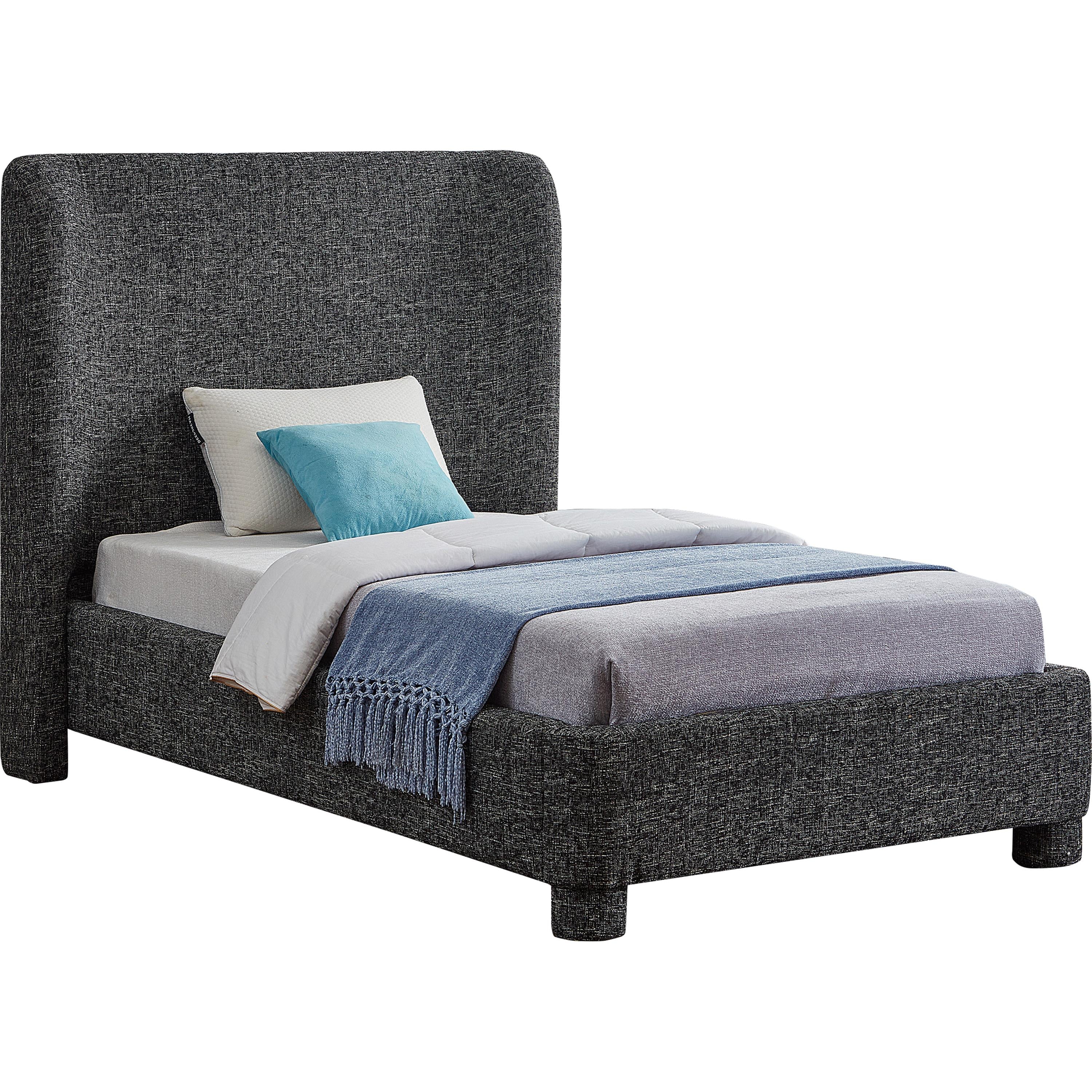 Meridian Penny Black Polyester Fabric Twin Bed
