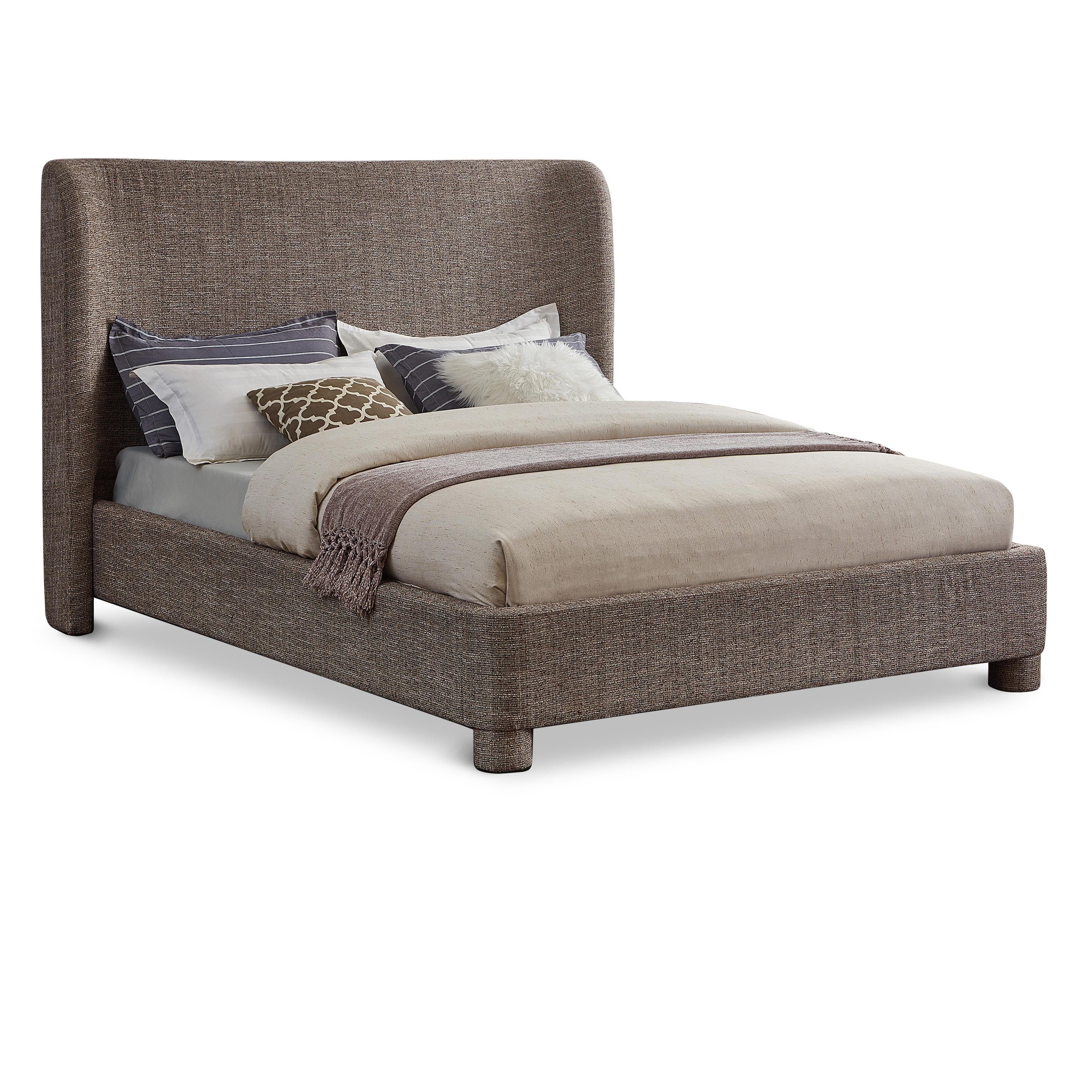Meridian Penny Brown Polyester Fabric Queen Bed