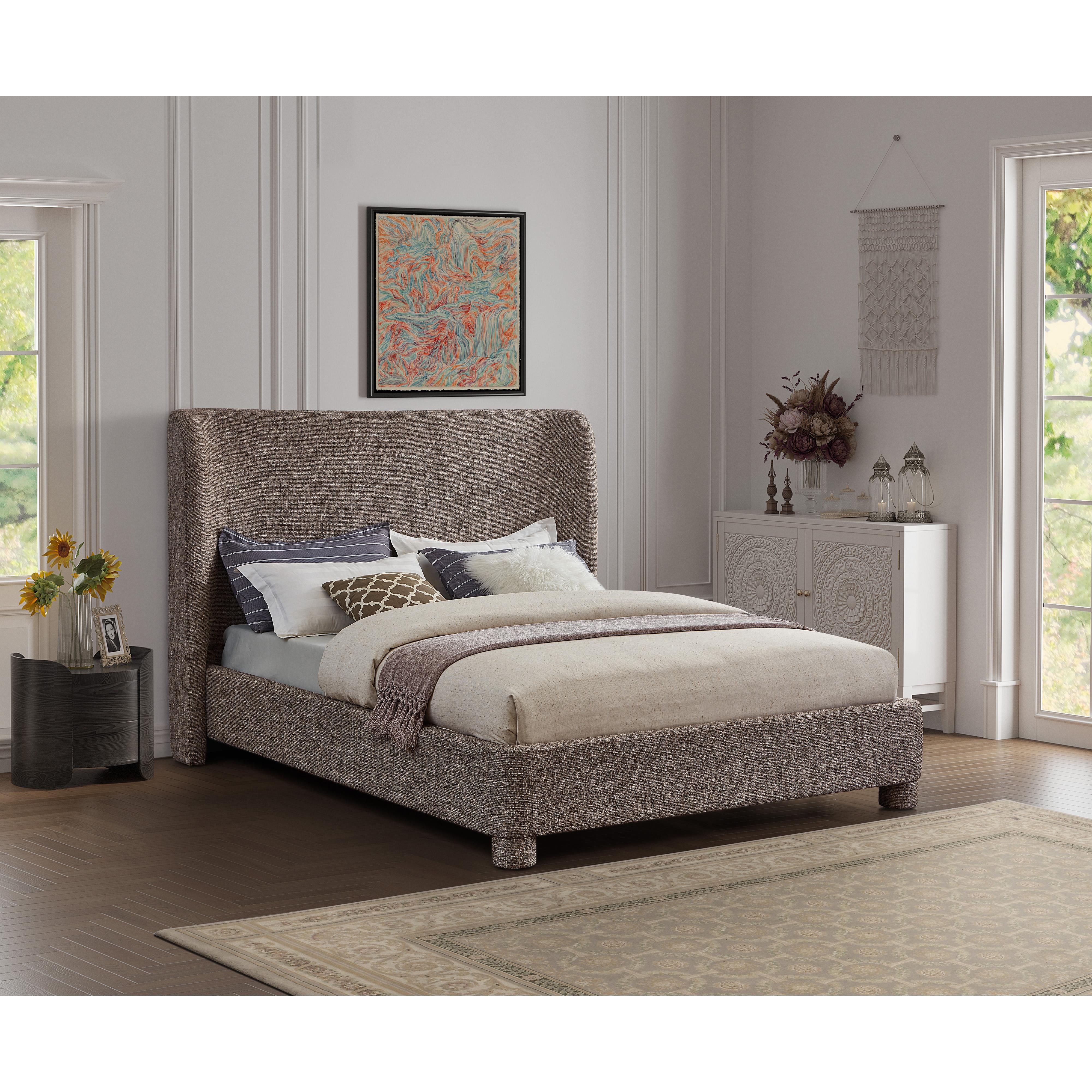 Meridian Penny Brown Polyester Fabric Queen Bed