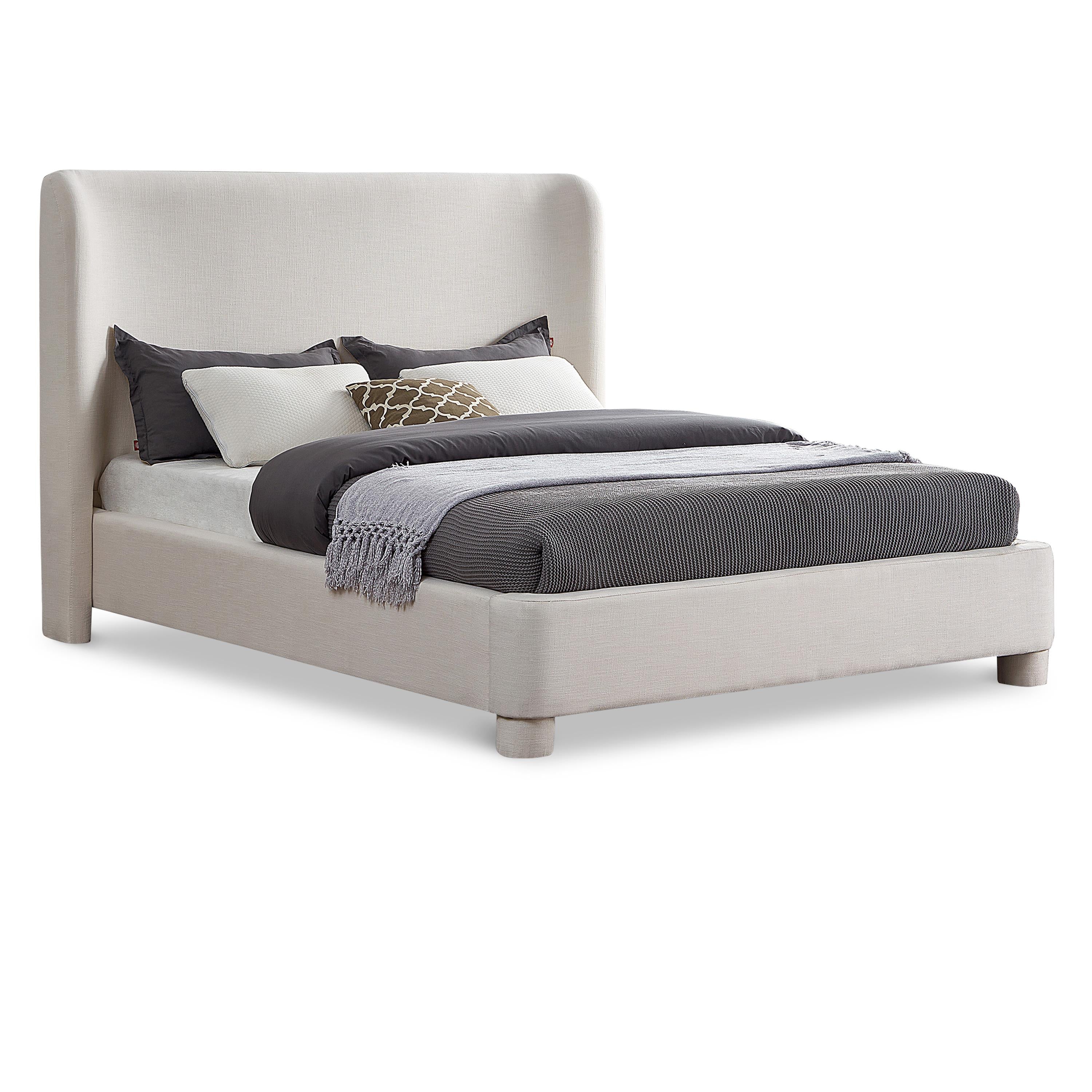 Meridian Penny Cream Linen Textured Fabric Full Bed
