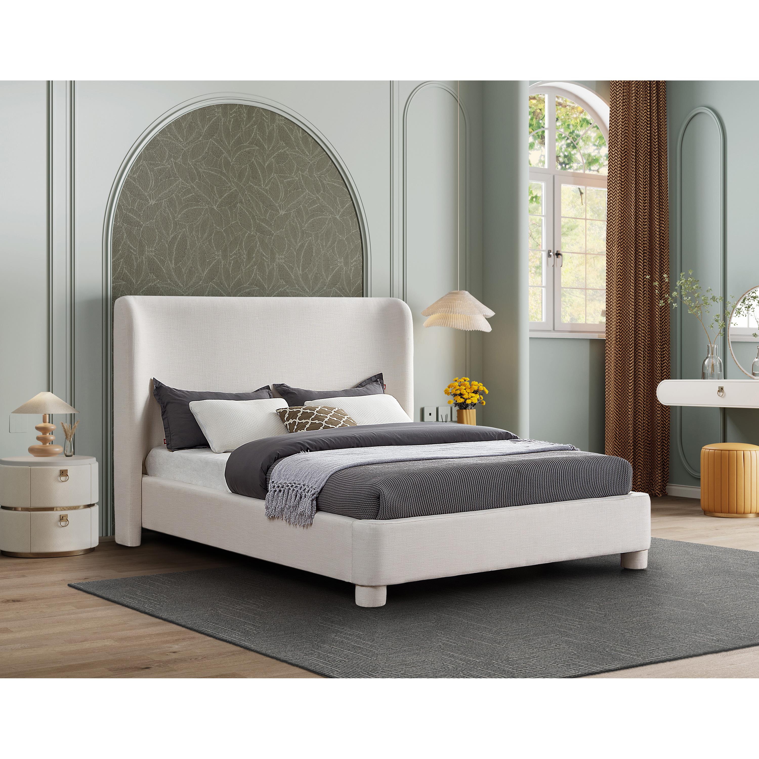 Meridian Penny Cream Linen Textured Fabric Full Bed