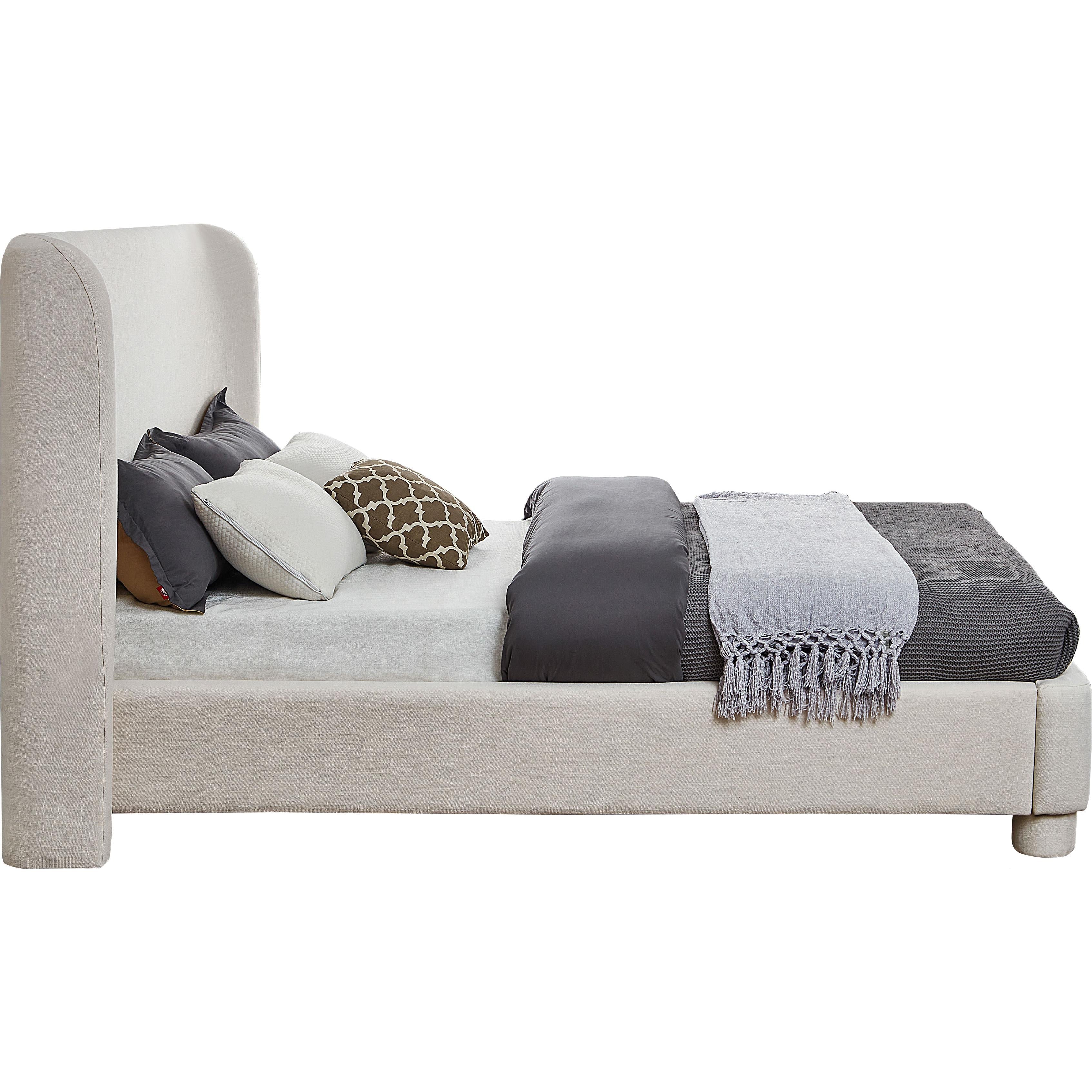 Meridian Penny Cream Linen Textured Fabric Full Bed