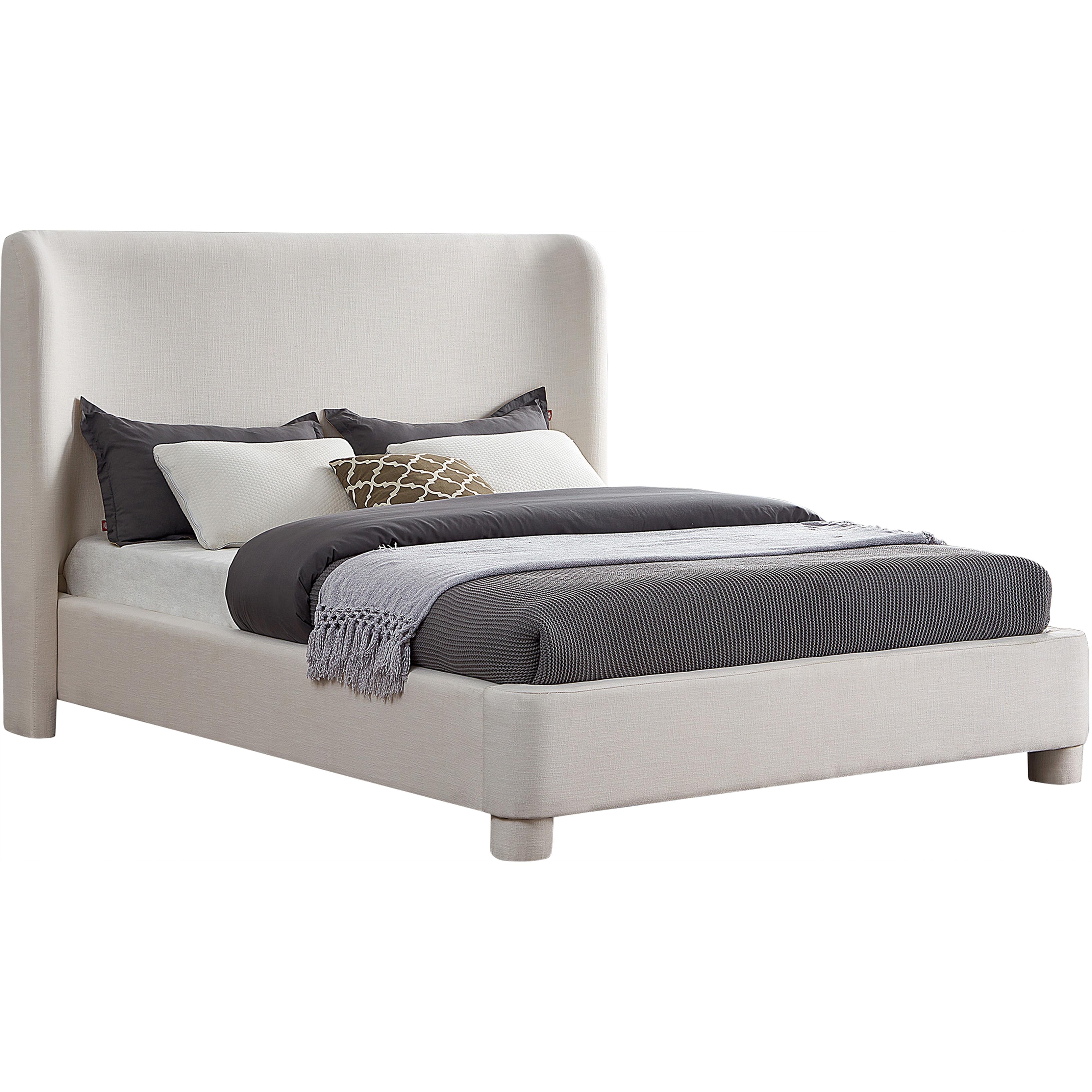 Meridian Penny Cream Linen Textured Fabric Full Bed