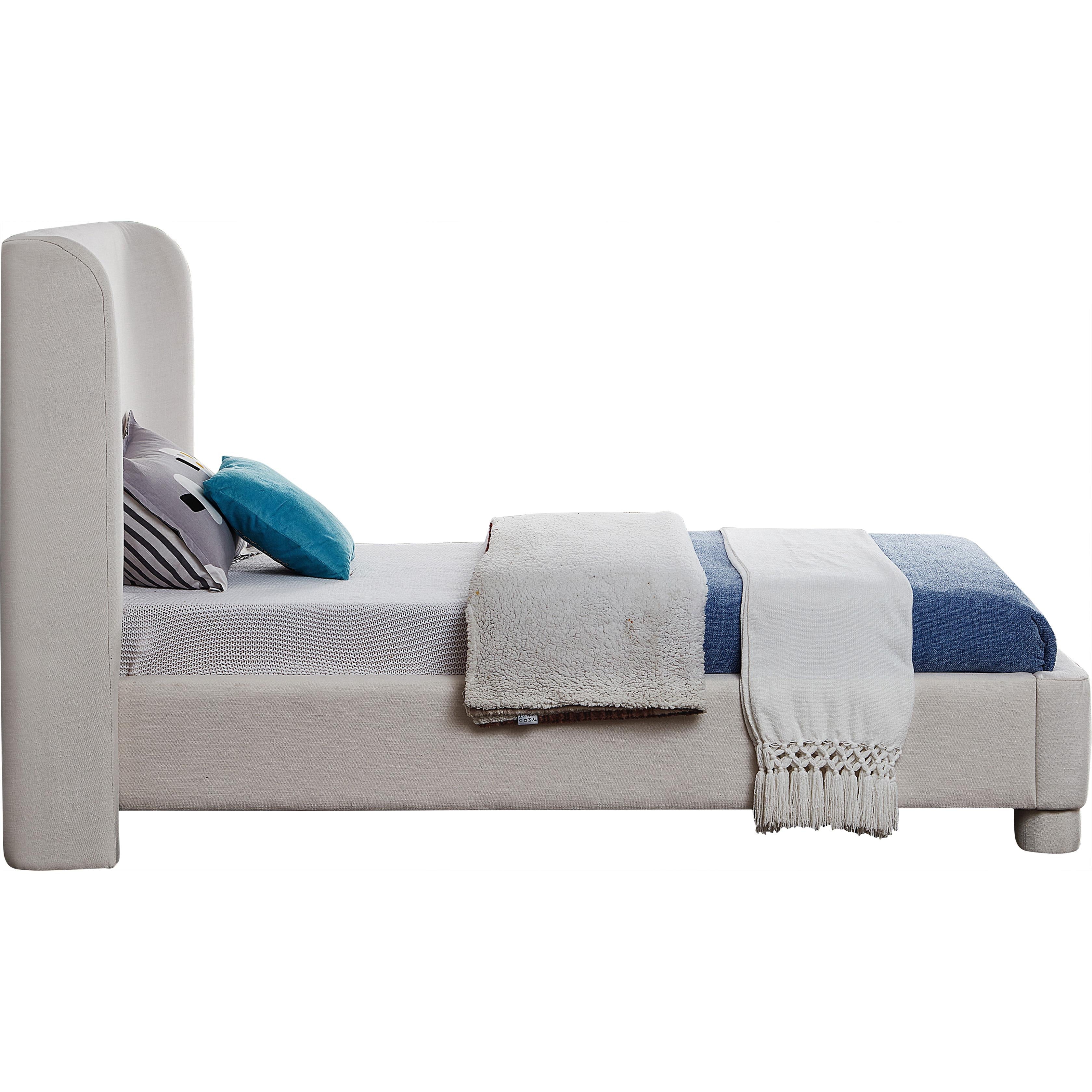 Meridian Penny Cream Linen Textured Fabric Twin Bed