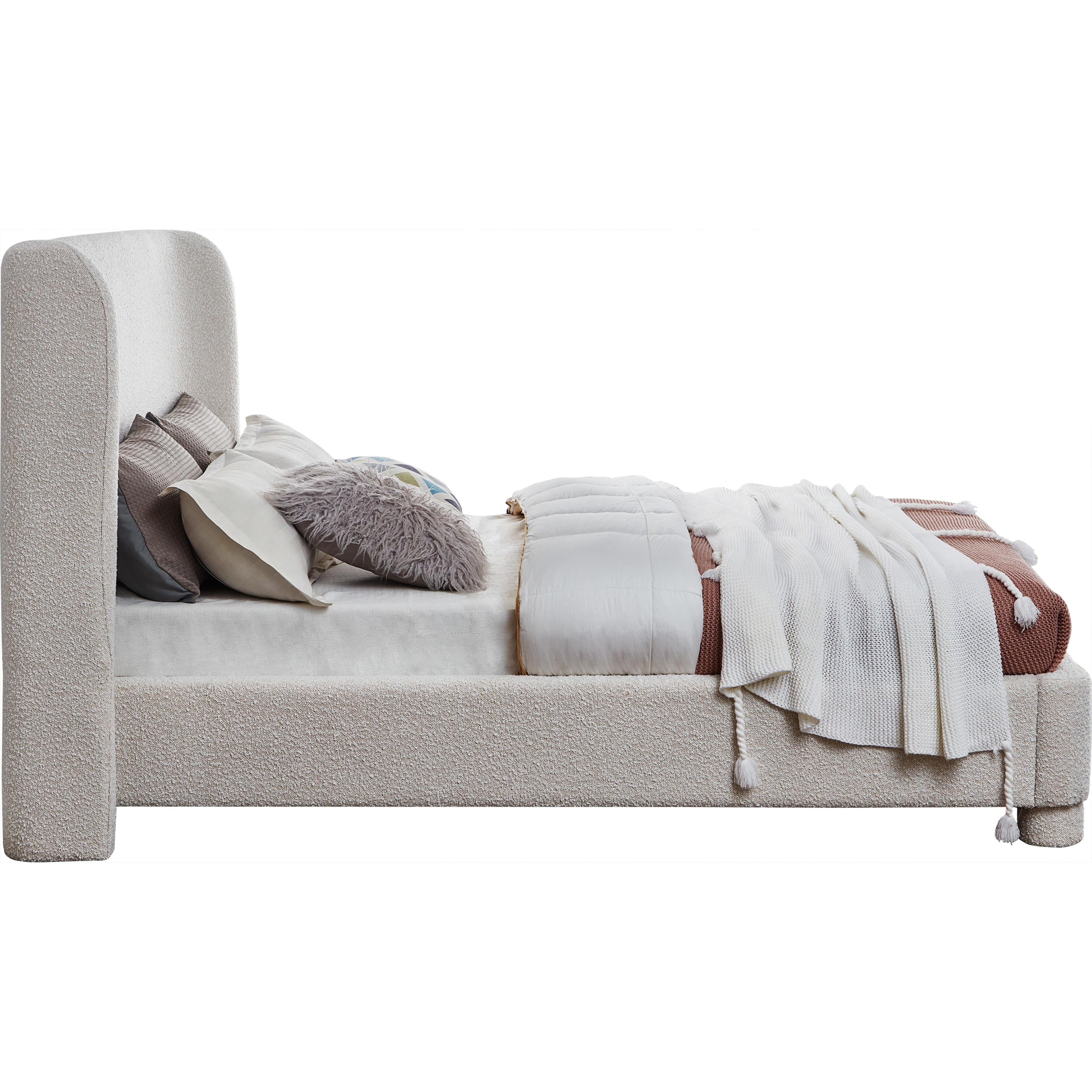Meridian Penny Cream Boucle Fabric Full Bed