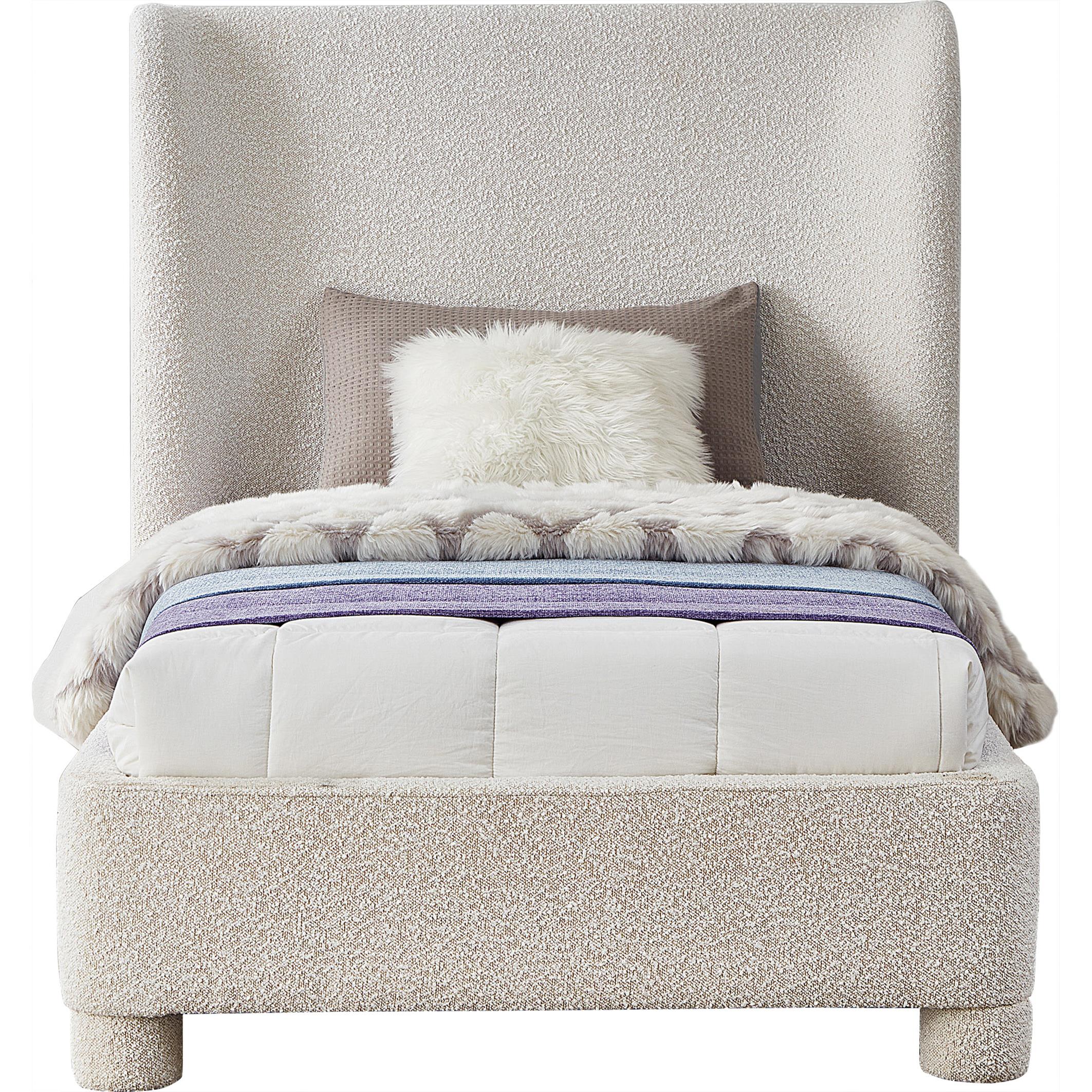 Meridian Penny Cream Boucle Fabric Twin Bed
