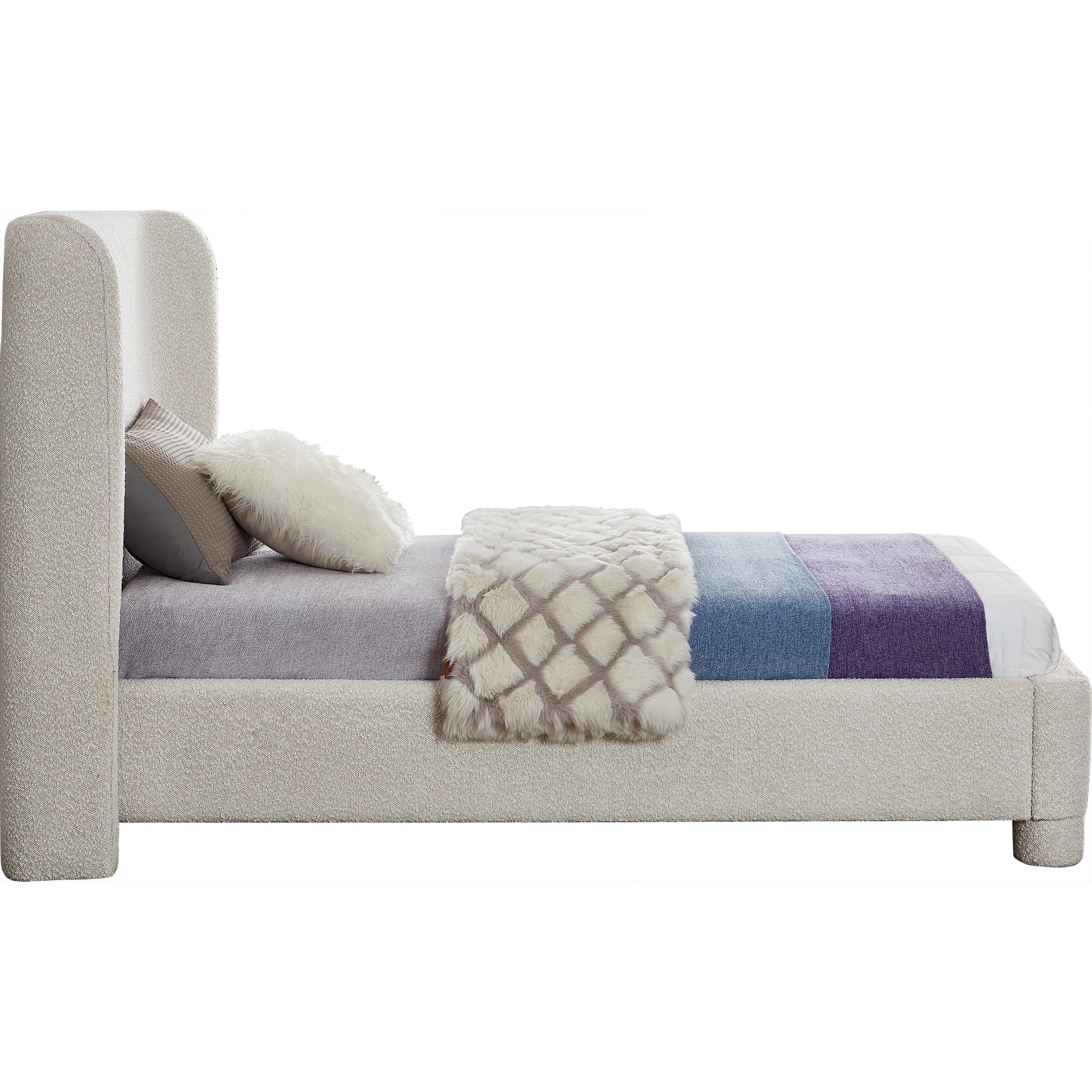 Meridian Penny Cream Boucle Fabric Twin Bed