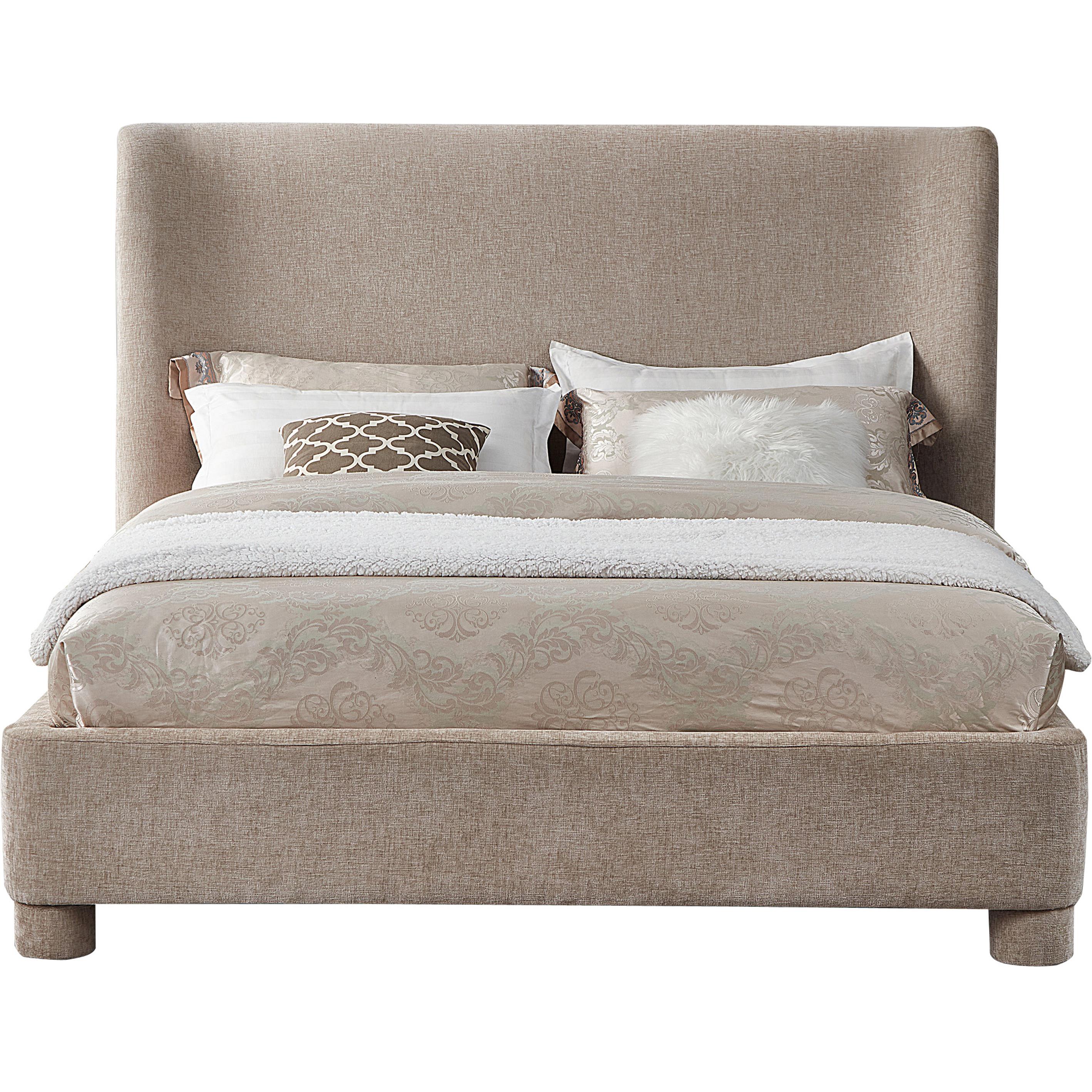 Meridian Penny Beige Chenille Fabric Full Bed